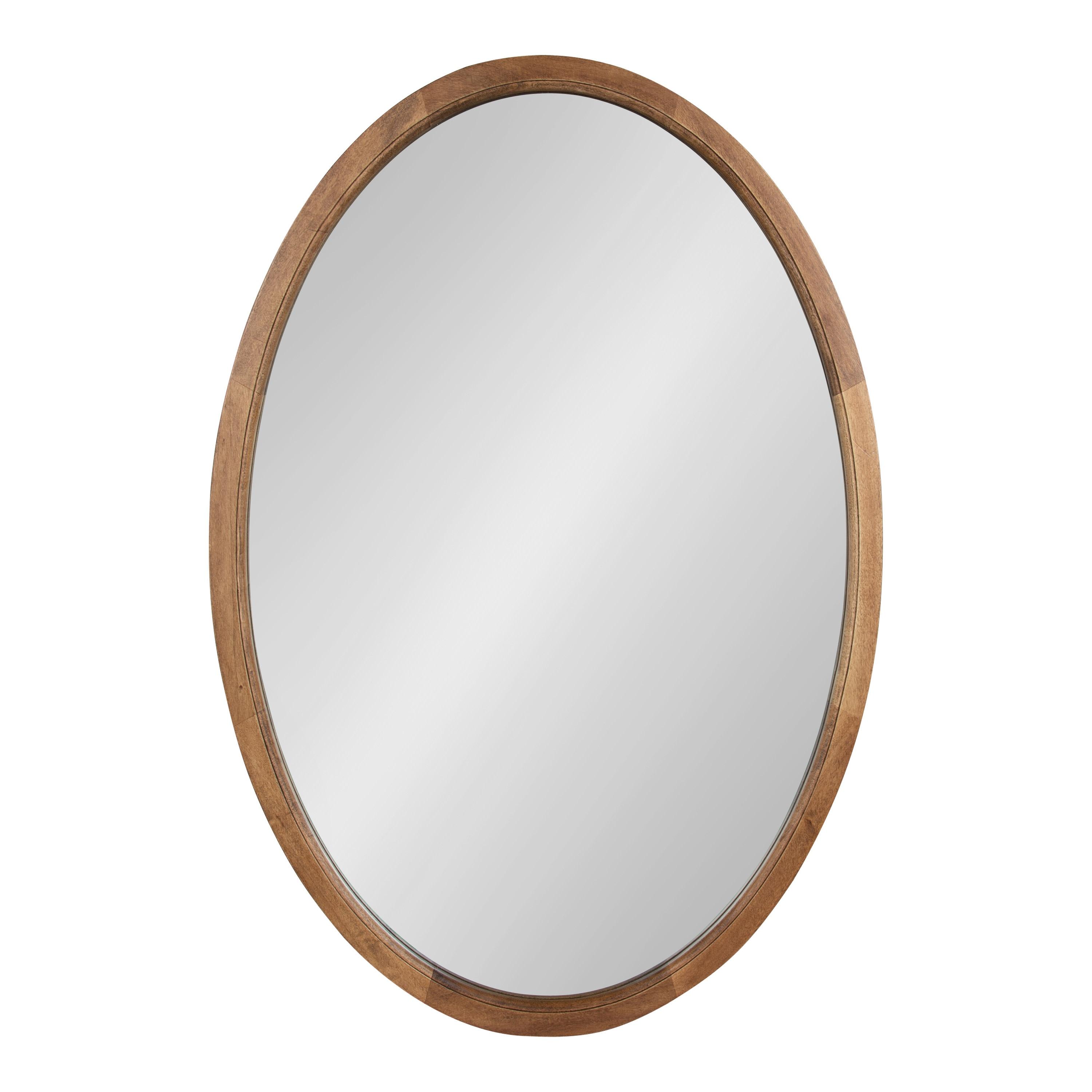 Kate and Laurel Hogan Farmhouse Oval Framed Wall Mirror, 24 x 36, Rustic Brown, Decorative Bulletin Board for Wall