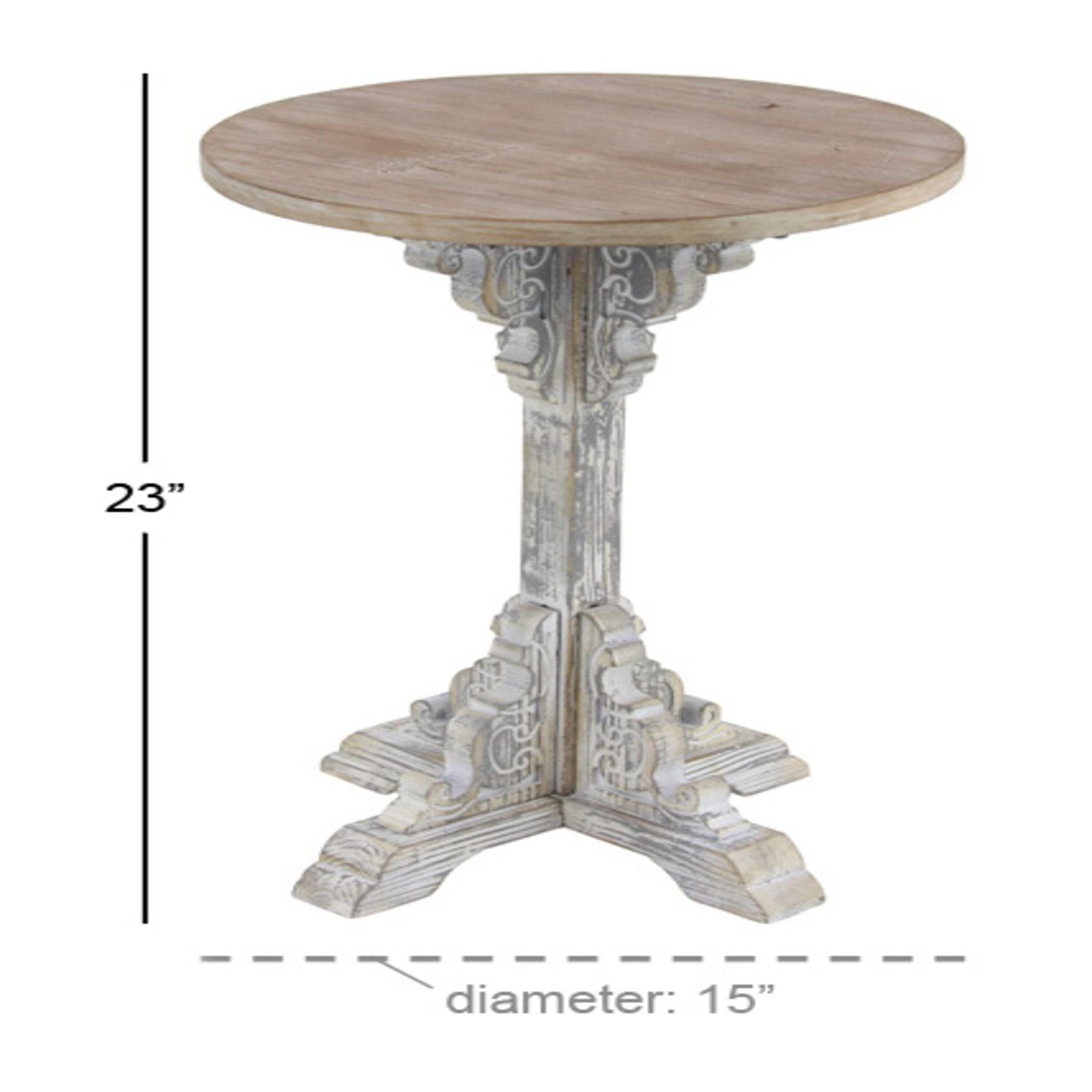 Traditional Round Wood Accent Table White - Olivia & May