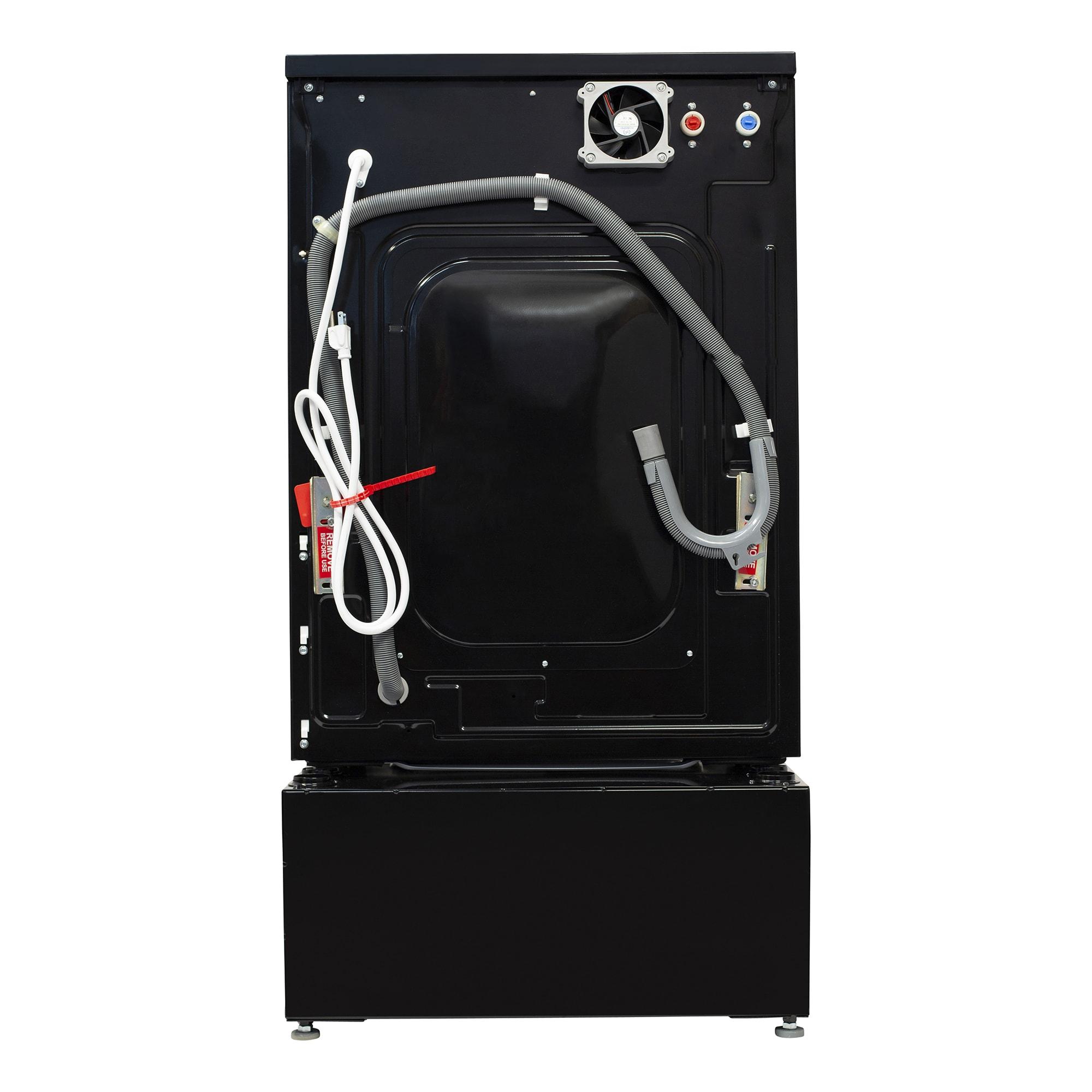 Equator Advanced Appliances All-in-one Washer Dryer Ventless FULLY BUILTIN 0-CLEARANCE 1.62cf/15lbs 110V 1400RPM with Pedestal EZ 4700 C + PDL 4455 Black