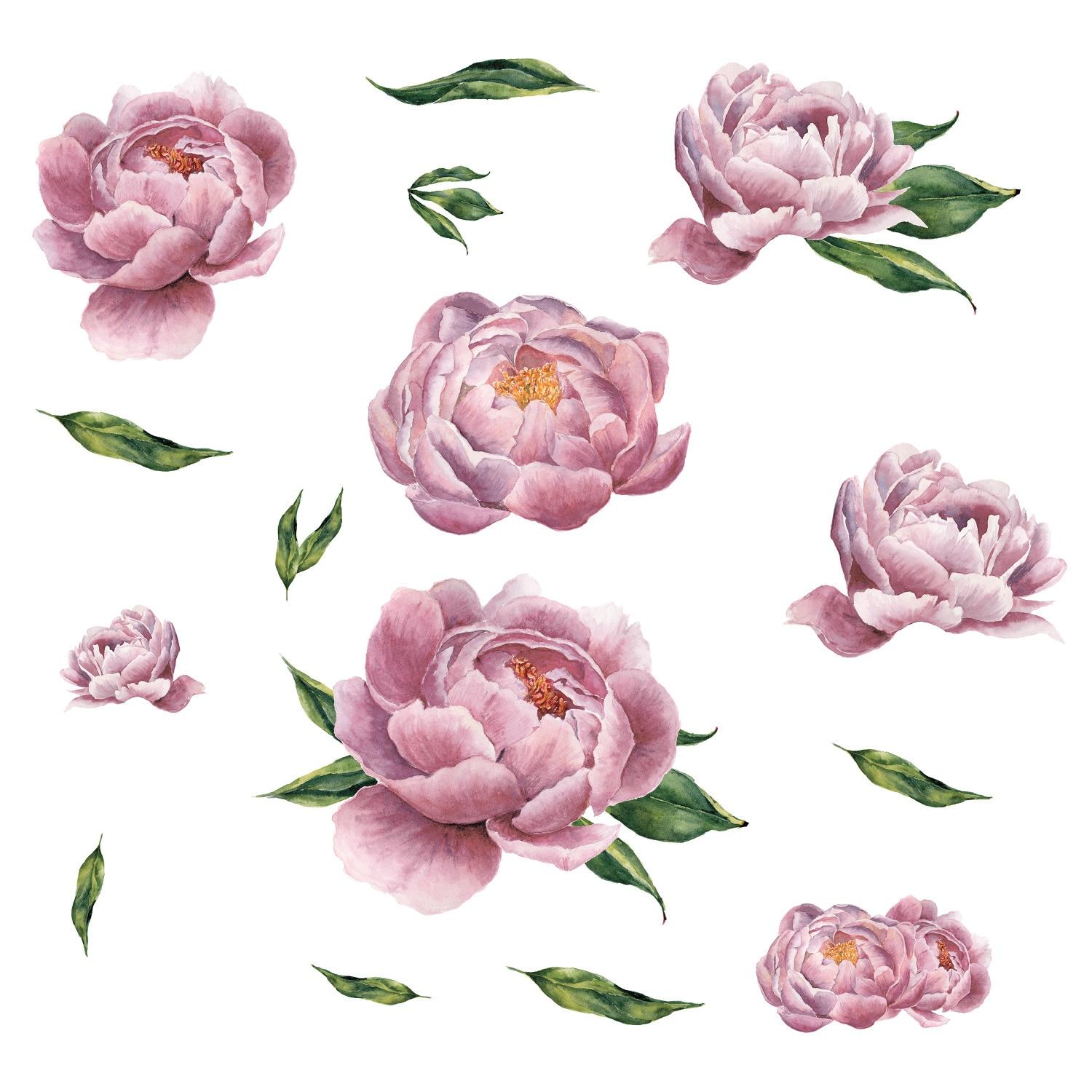 RoomMates Large Peony Peel and Stick Giant Wall Decal: Vinyl Floral Art, Self-Adhesive, Repositionable, Modern Decor
