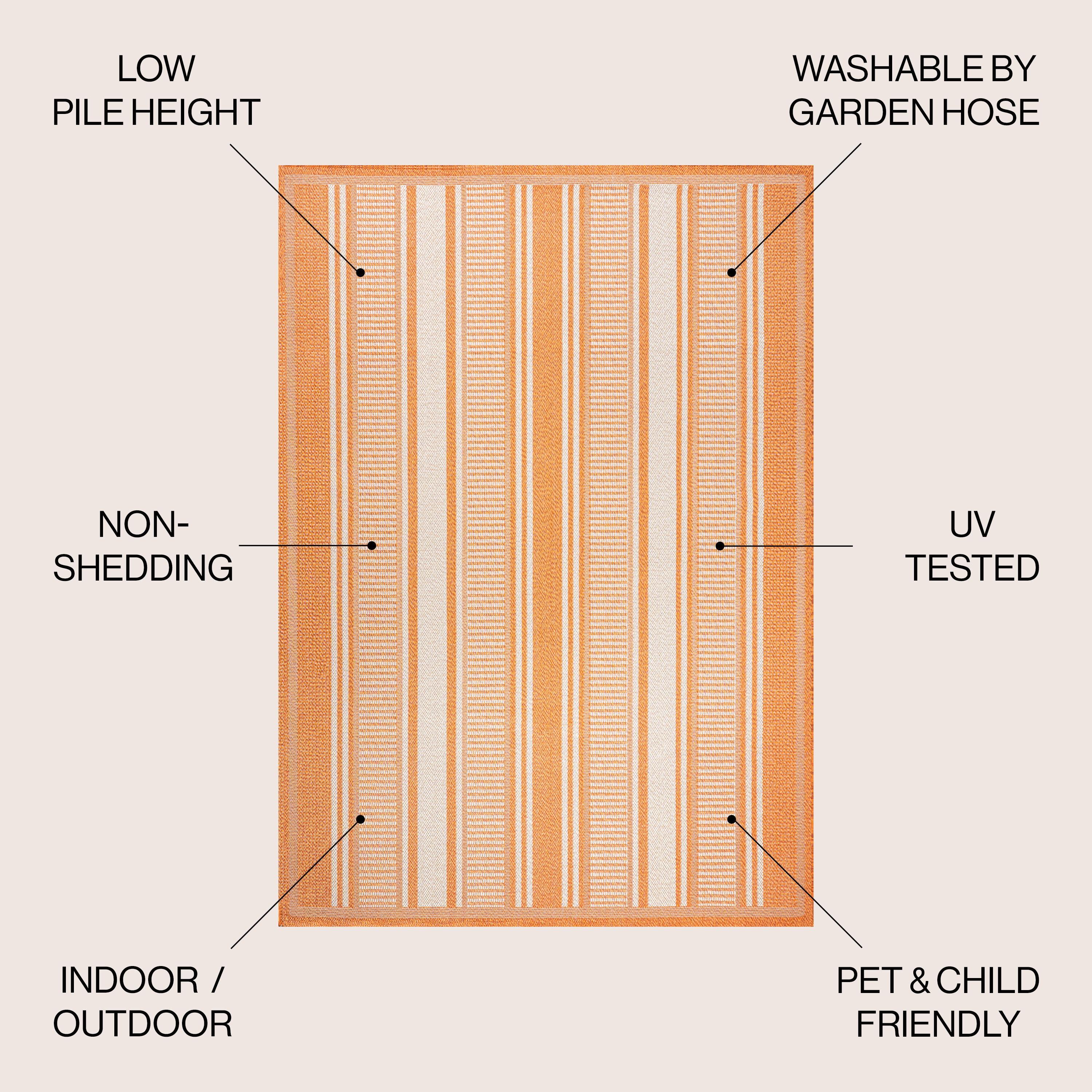 5' x 8' Haynes Modern Double Stripe Indoor/Outdoor Area Rug, Orange/Cream - JONATHAN Y