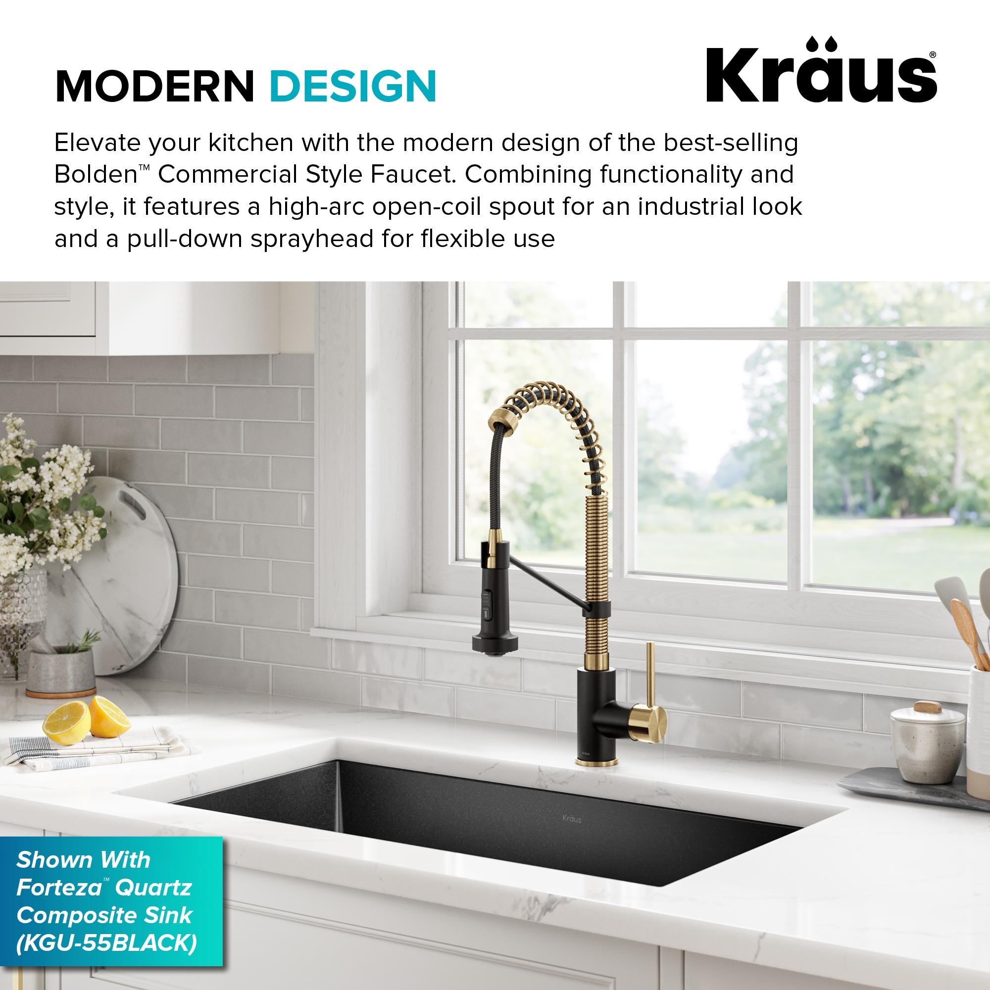 KRAUS Bolden Commercial Style 2-Function Single Handle Pull Down Kitchen Faucet