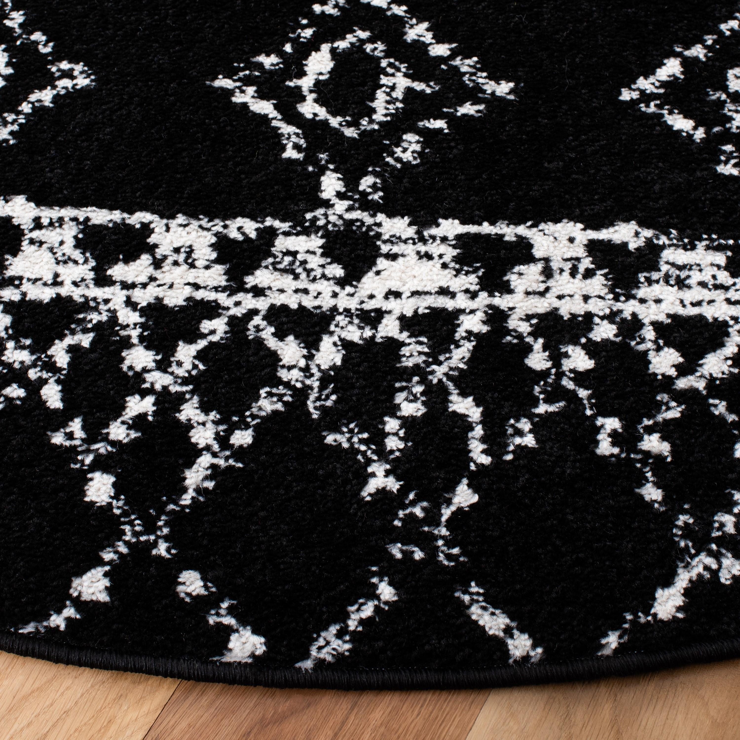 Tulum TUL229 Power Loomed Area Rug - Black/Ivory - 3' round - Safavieh.