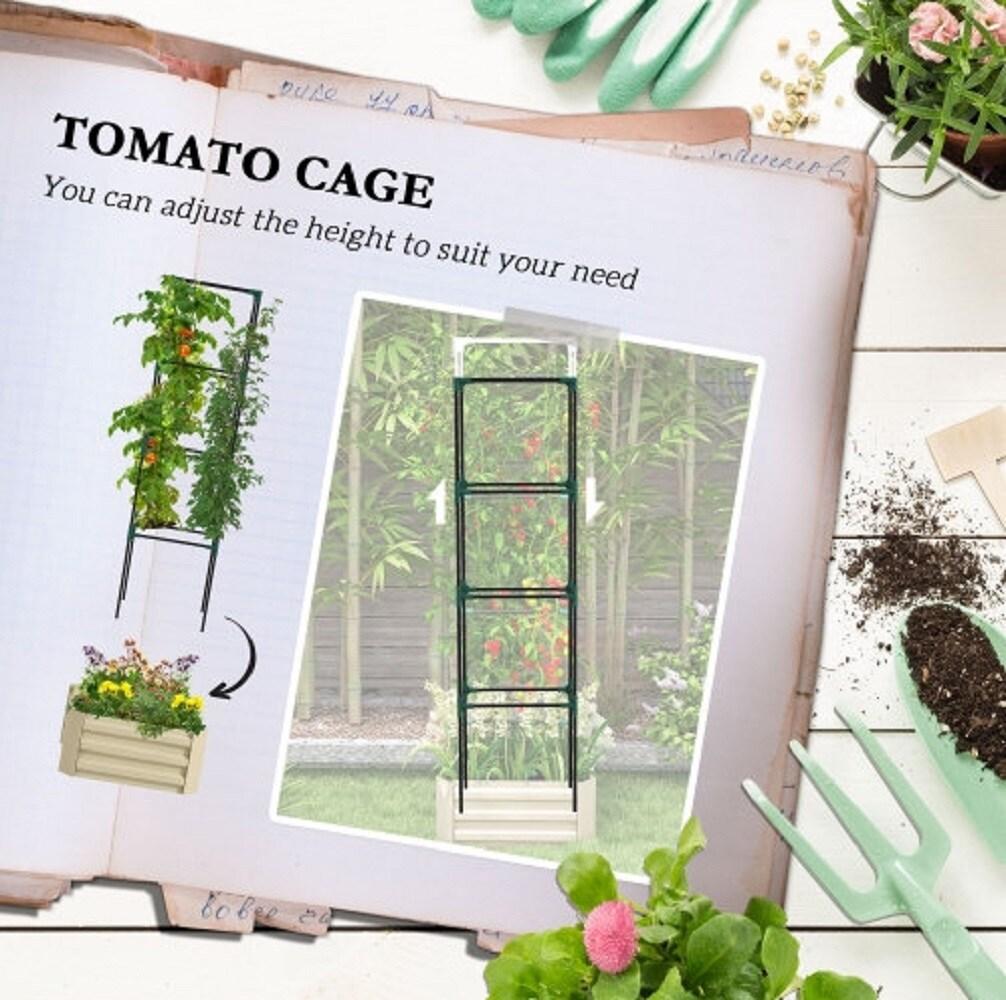 Brown Galvanized Steel Raised Garden Bed with Trellis, 24" x 24" x 11.75"