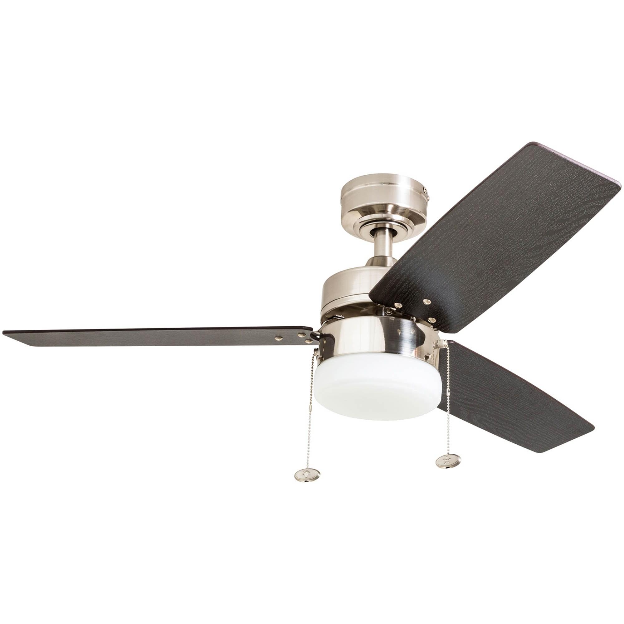 Prominence Home Reston 42-in Brushed Nickel with Burnt Oak/Chocolate Maple Blades Ceiling Fan With Light ( 3 -Blade )