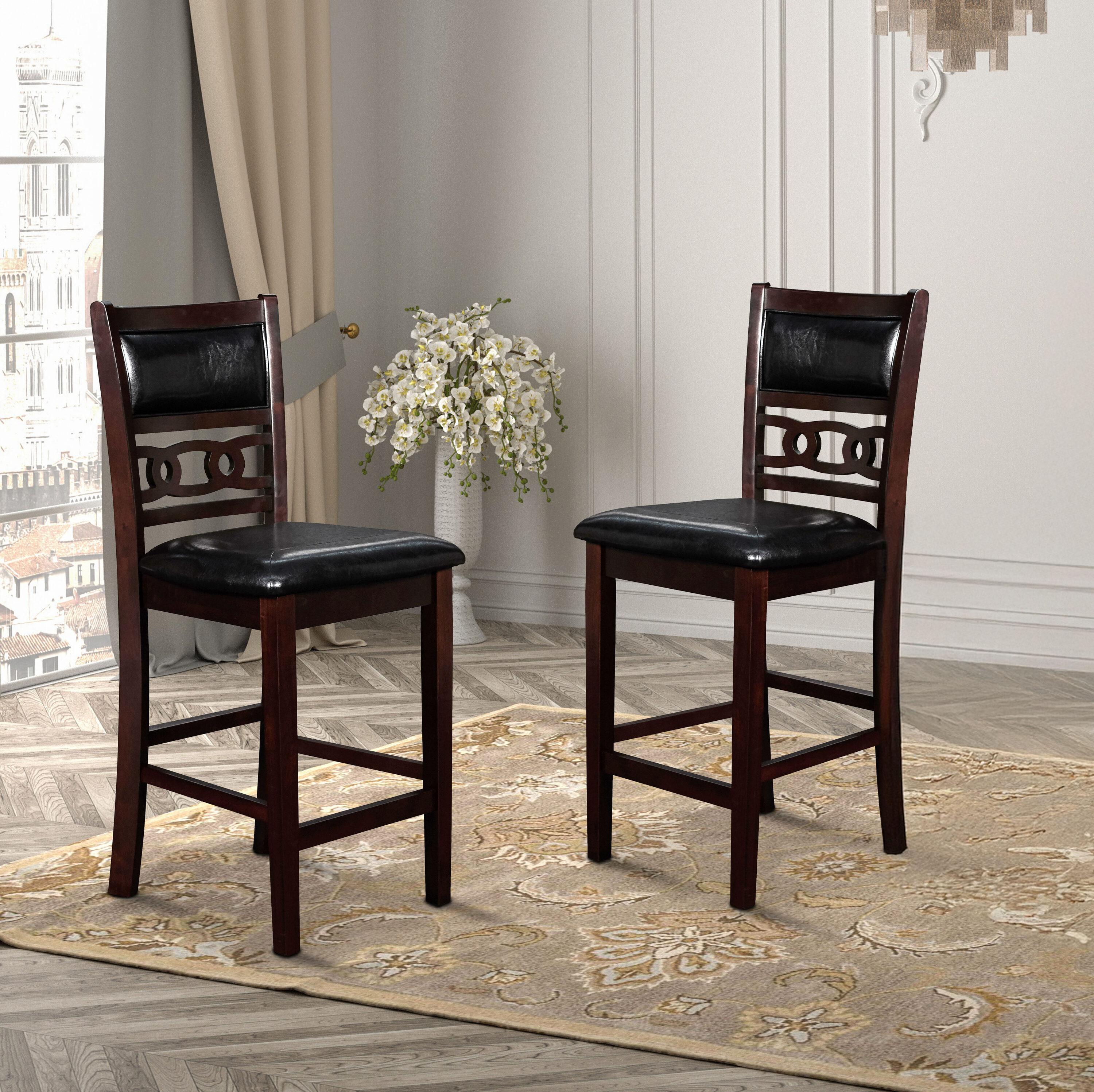 New Classic Furniture,Furniture Gia Solid Wood Counter Chairs In Ebony Black (Set Of 2)