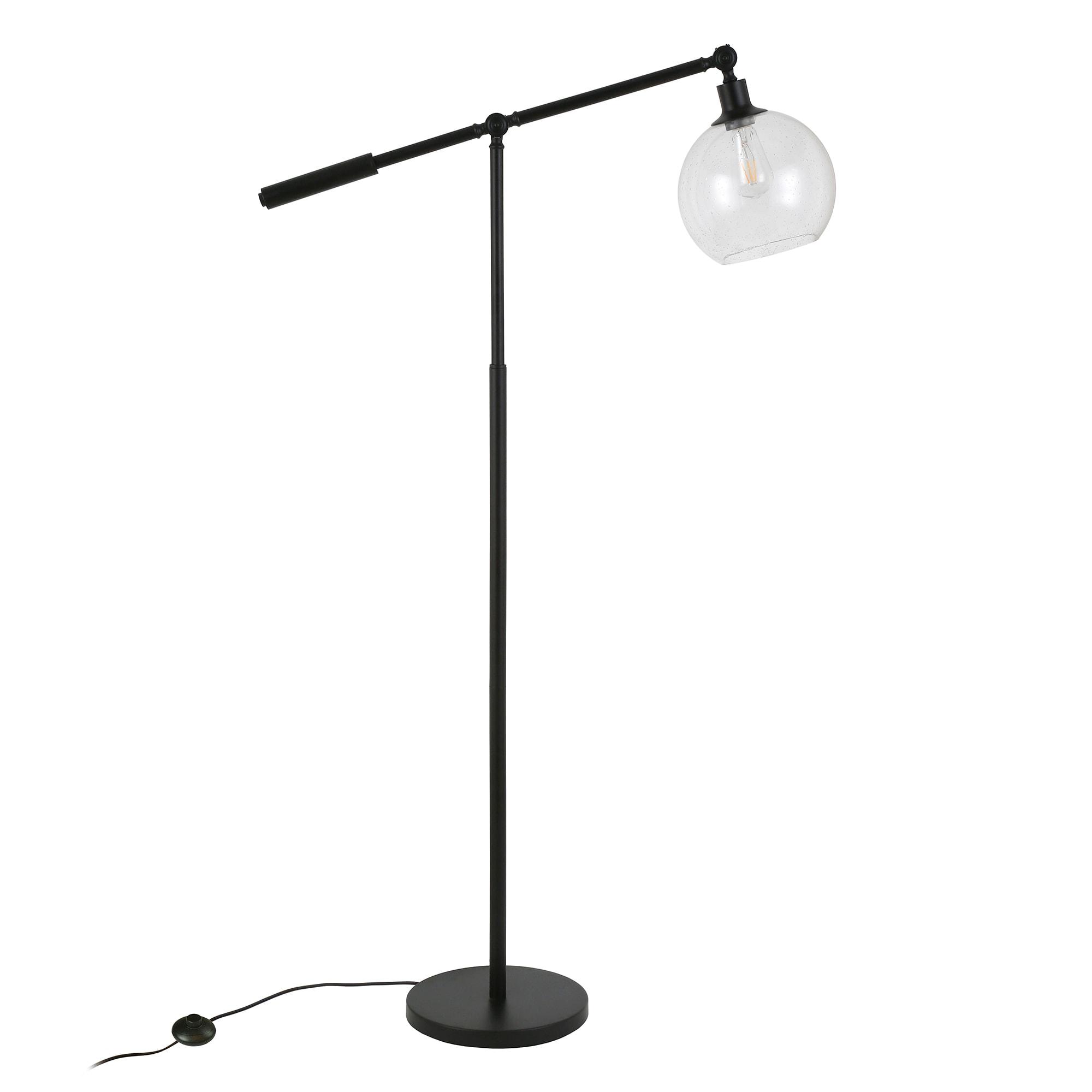 Evelyn&Zoe Dardan 60.62" Tall Floor Lamp with Glass shade in Blackened Bronze/Seeded