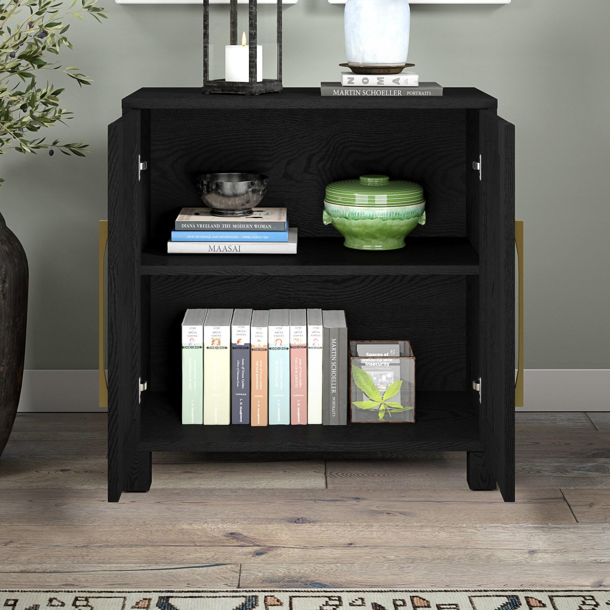 Evelyn&Zoe Chabot 28" Wide Rectangular Accent Cabinet, Black Grain