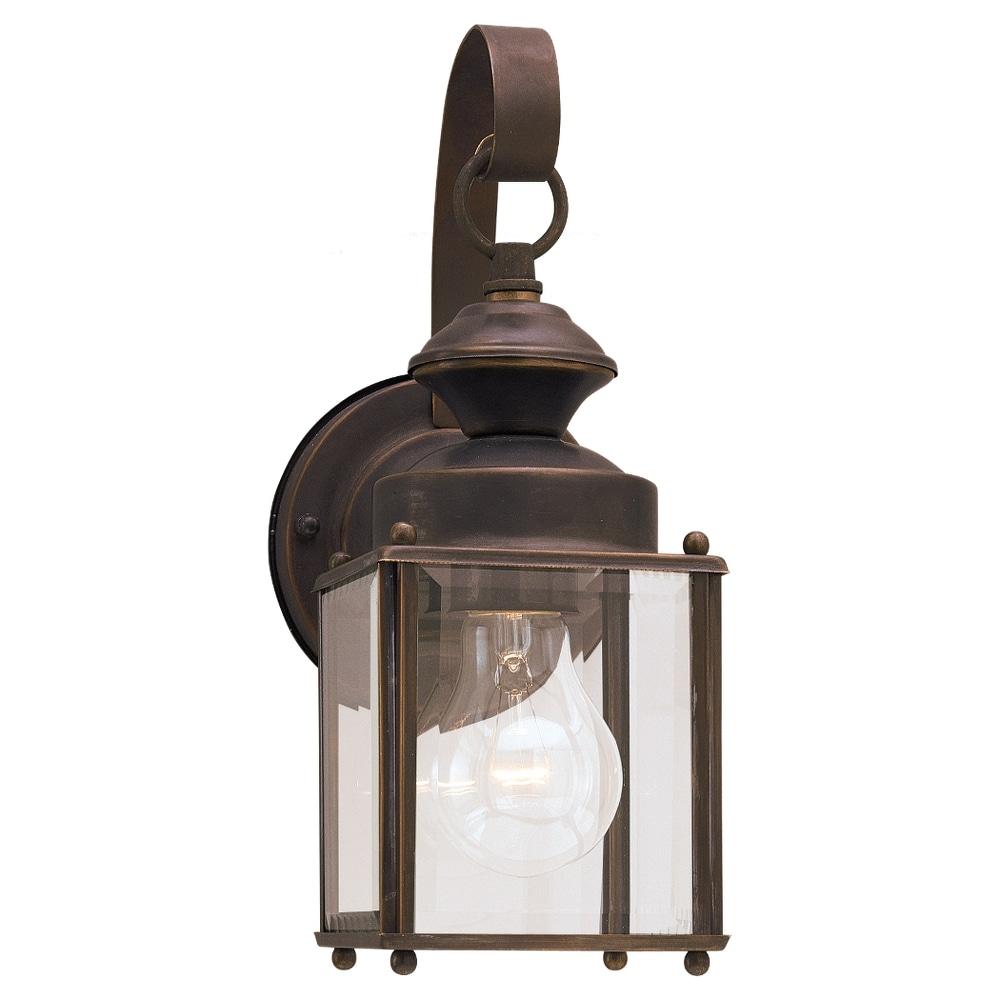 Antique Bronze Clear Glass Outdoor Wall Lantern Sconce