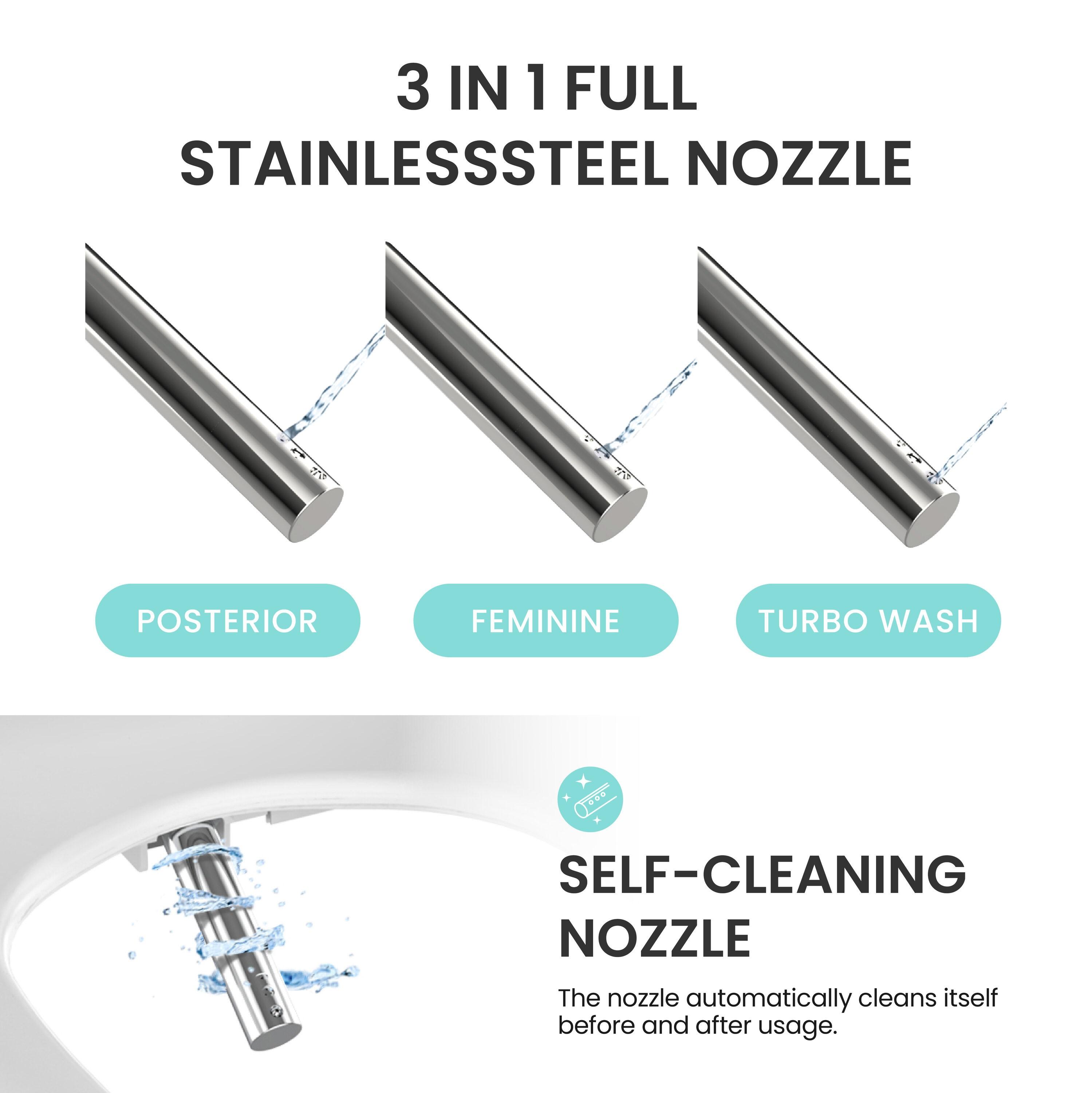 Stylement Electric Bidet Seat, Elongated Toilet in White, Remote, Deodorizer, Stainless Nozzle, UV LED, Made in Korea