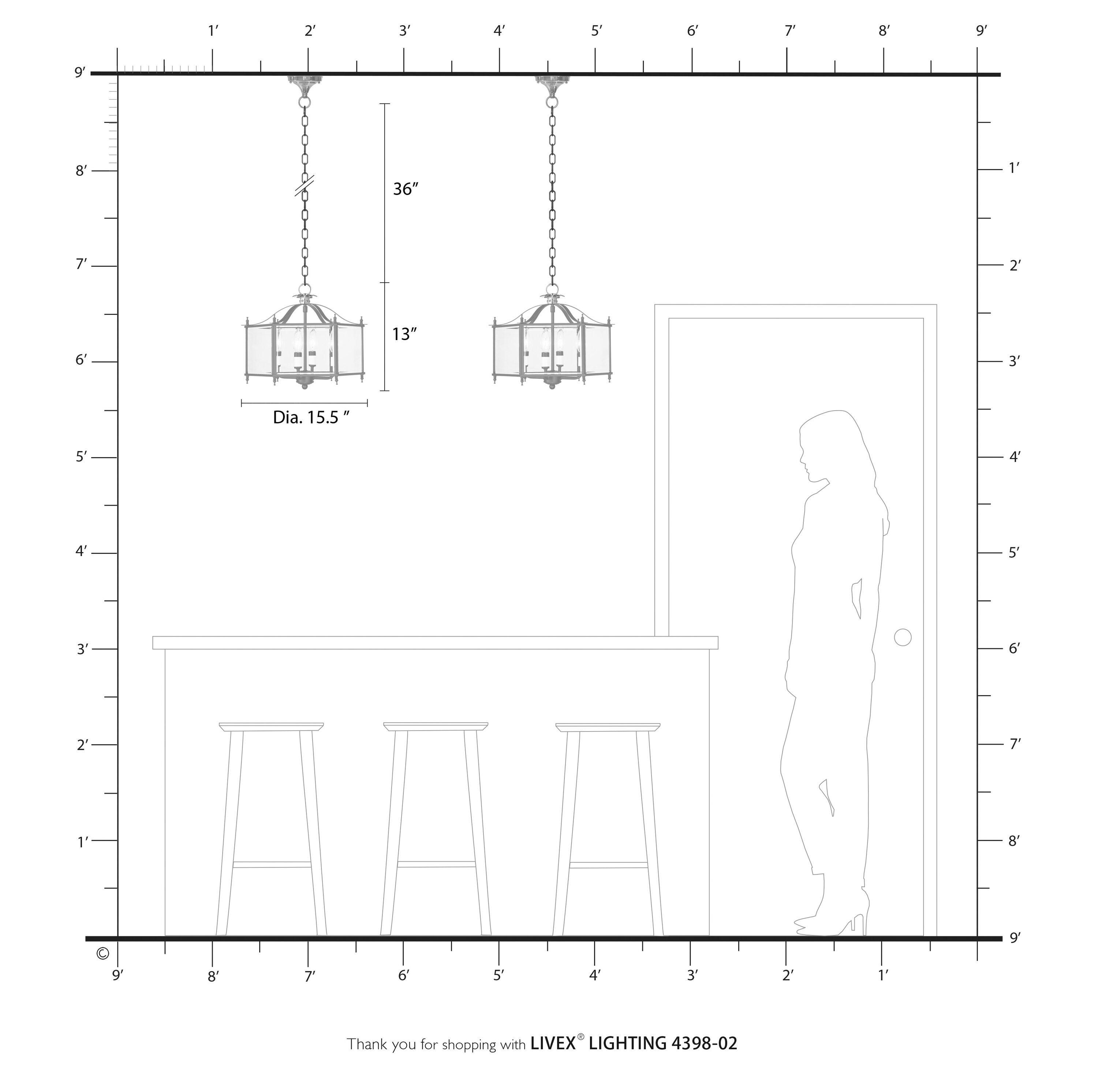 Livex Lighting Livingston 4 - Light Pendant in  Polished Brass