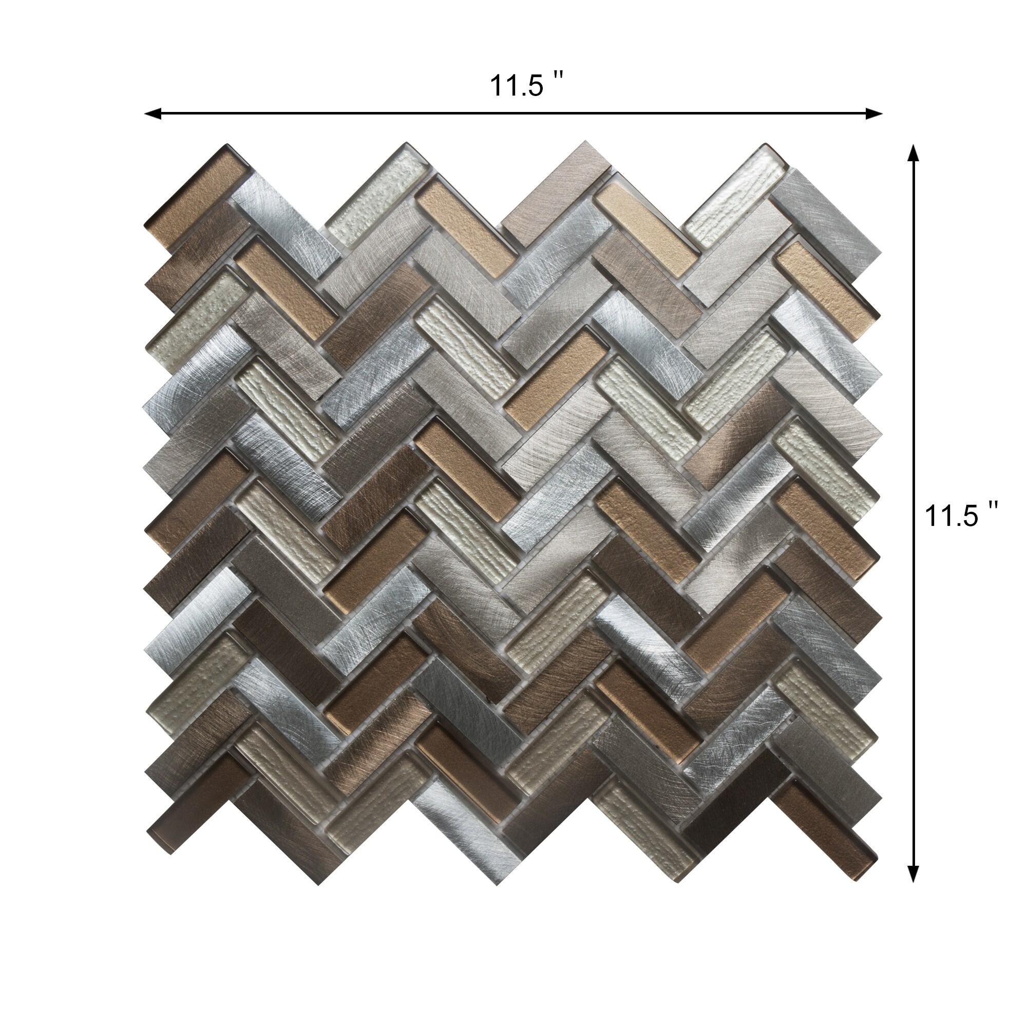Twilight Series 0.5" x 2" Straight Edge Metal and Glass Mosaic Tile