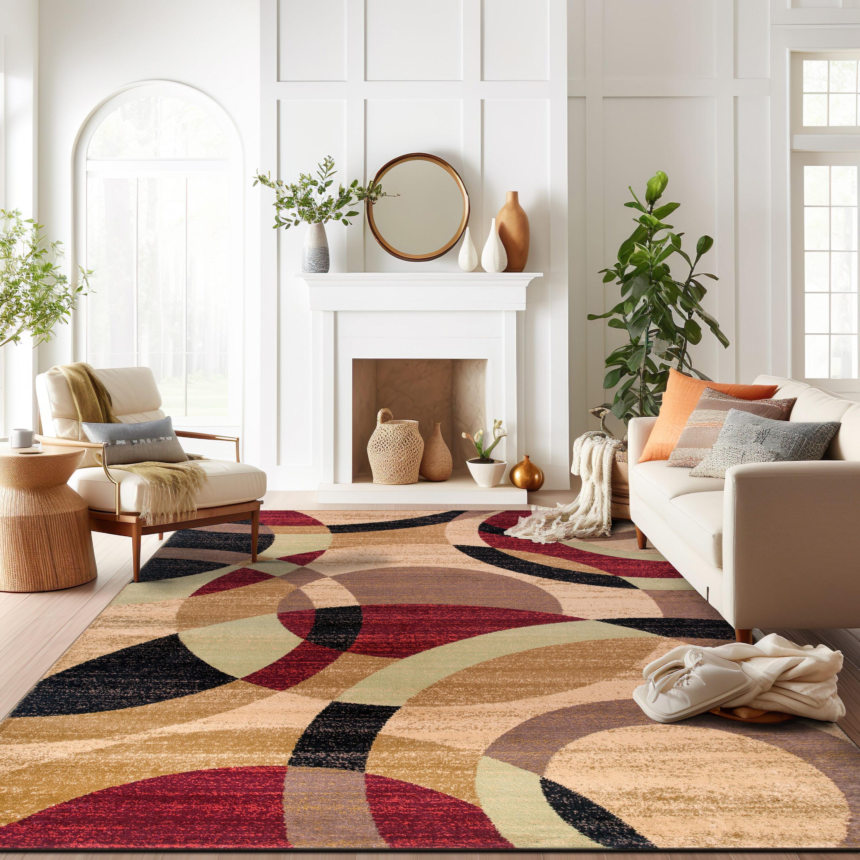 World Rug Gallery Geometric Circles Multi 7'10" x 10'2" Indoor Area Rug