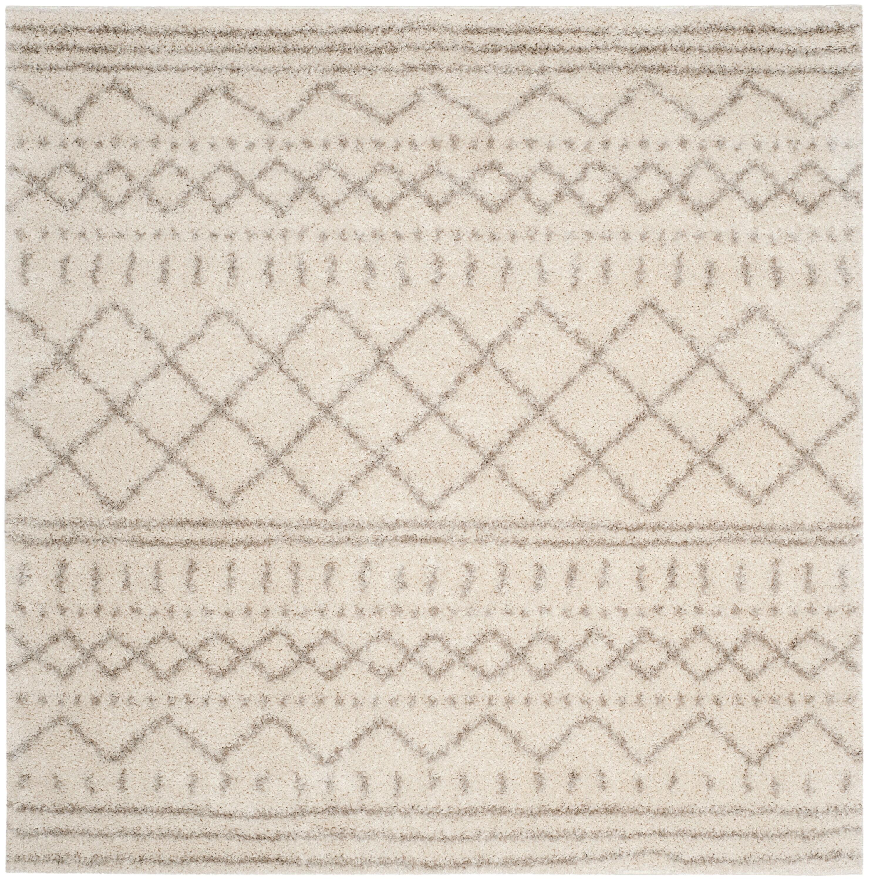 Arizona Shag ASG741 Power Loomed Indoor Area Rug - Ivory/Beige - 5'1"x5'1" - Safavieh