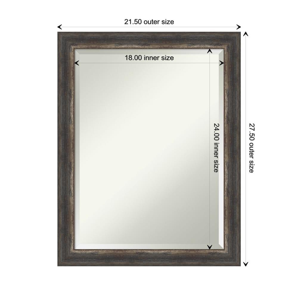 22" x 28" Bark Rustic Framed Bathroom Vanity Wall Mirror Charcoal - Amanti Art: Beveled, Polystyrene Frame, Wall Mounted
