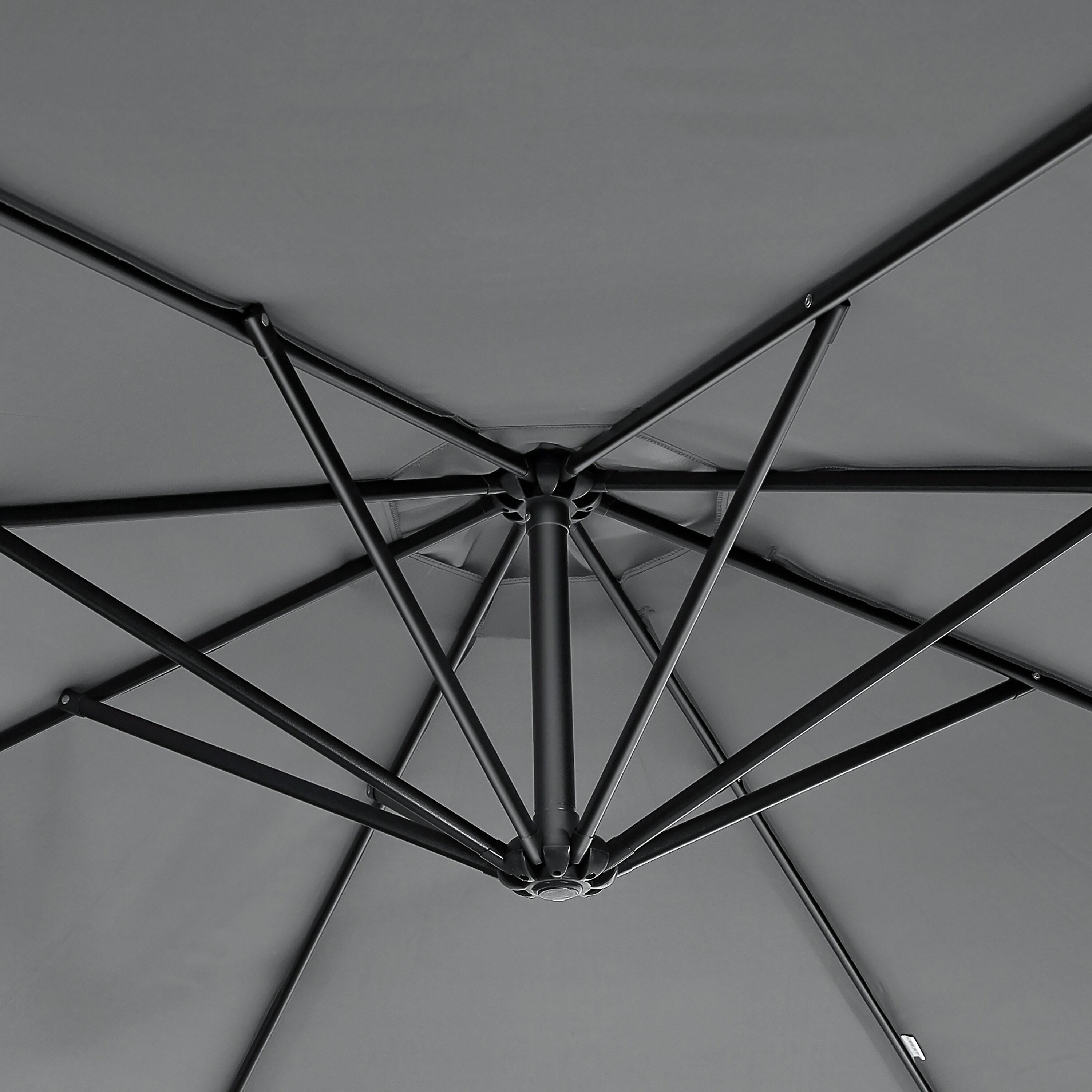 Costway  10 FT Patio Offset Umbrella w/8 Ribs Cross Base Tilt Grey