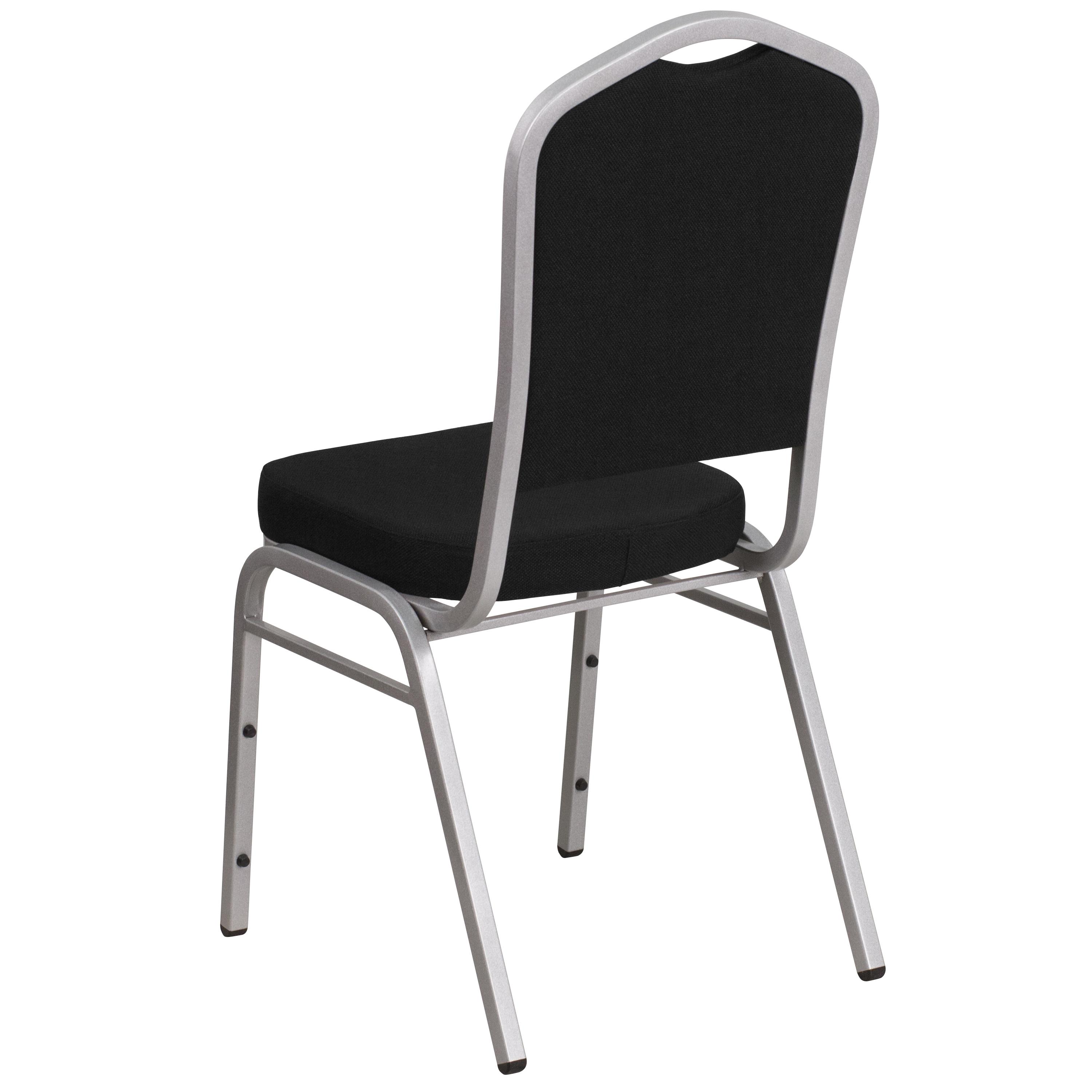 Flash Furniture HERCULES Series Crown Back Stacking Banquet Chair in Black Fabric - Silver Frame