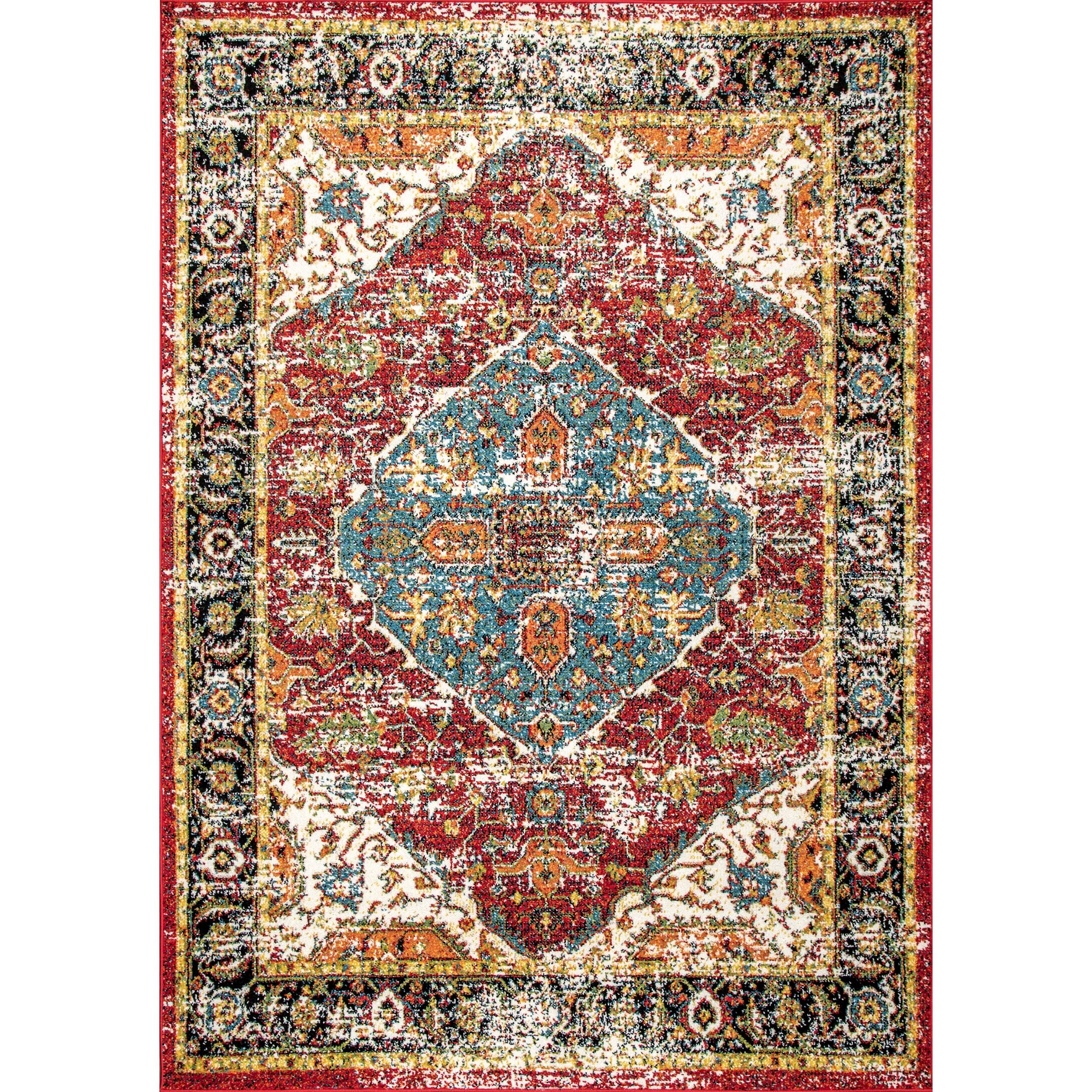 Nuloom Indoor/Outdoor Transitional Medallion Muriel Patio Area Rug, 4' x 6', Multi