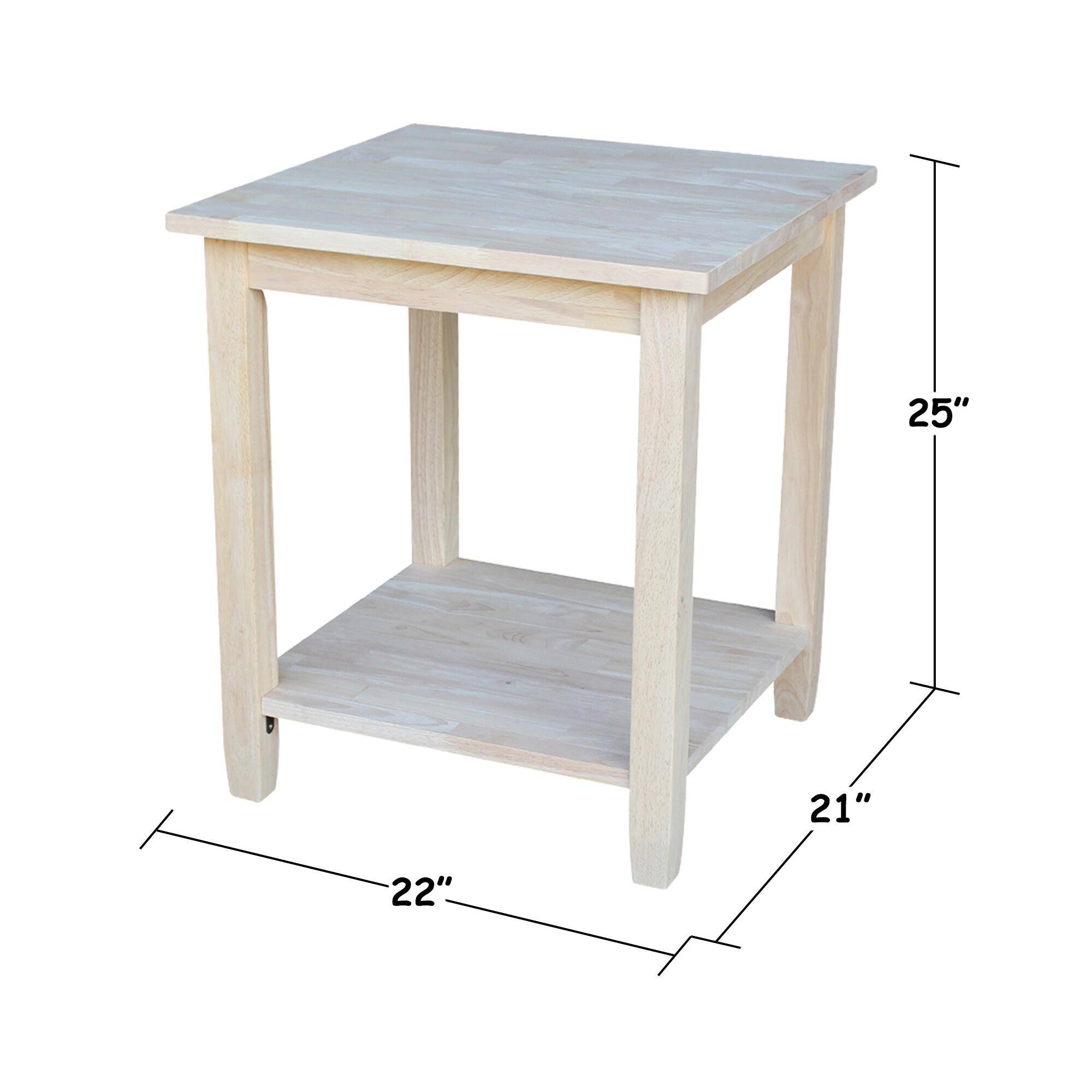 Solano End Table - International Concepts: Hardwood, Square, Shelf Storage, for Bedroom & Entryway