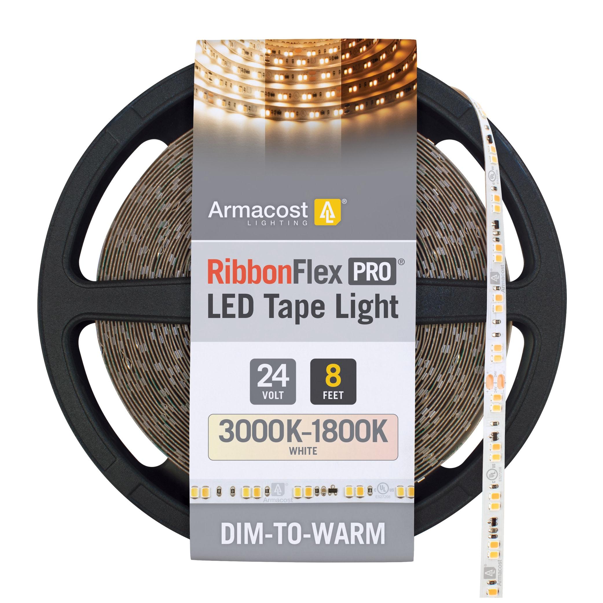 RibbonFlex Pro Dim-to-Warm, 24V, 1800K-3000K, 60+60LEDs/M, IP20, 2.5M Under Cabinet Strip Light