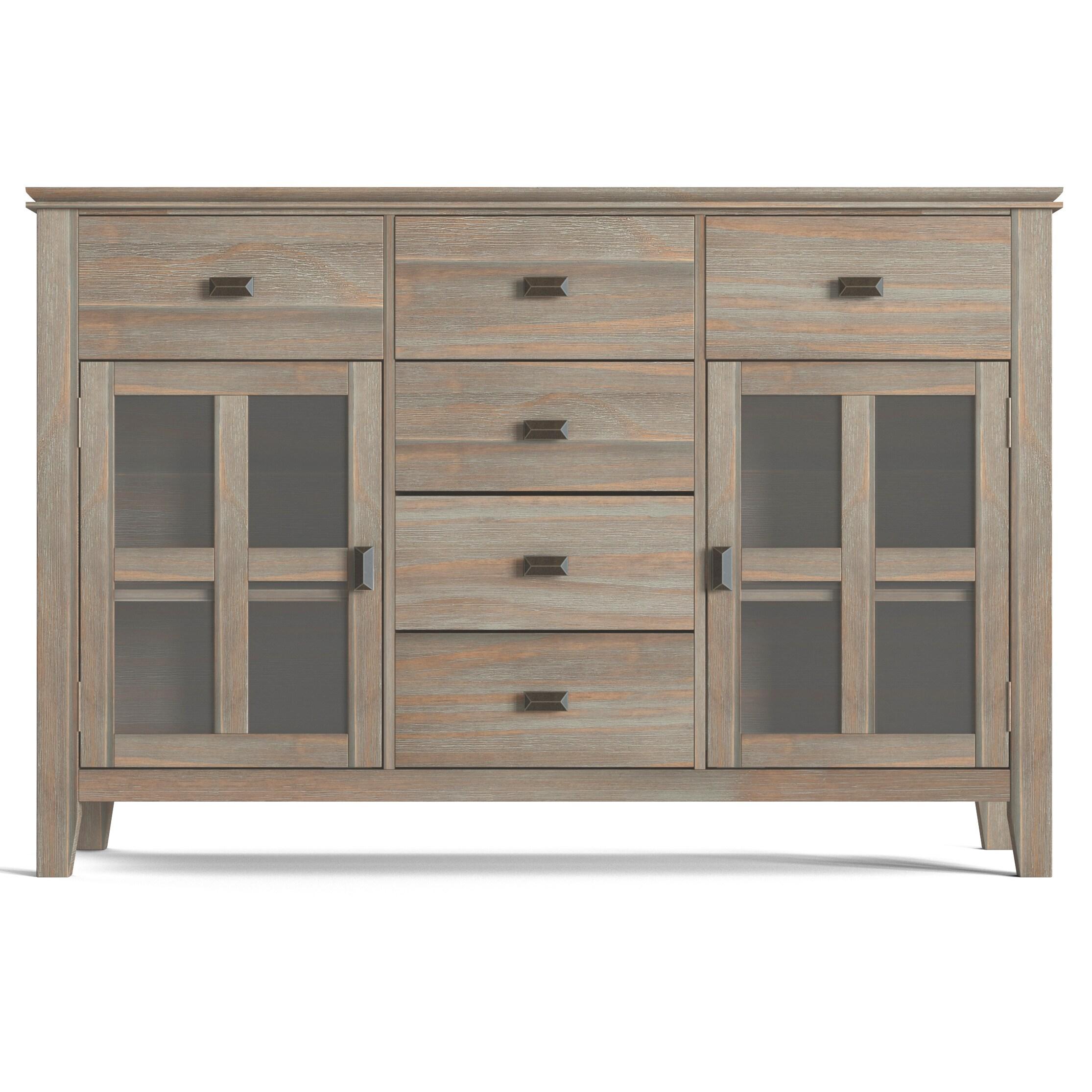 Simpli Home Artisan Solid Wood Sideboard Buffet In Distressed Grey