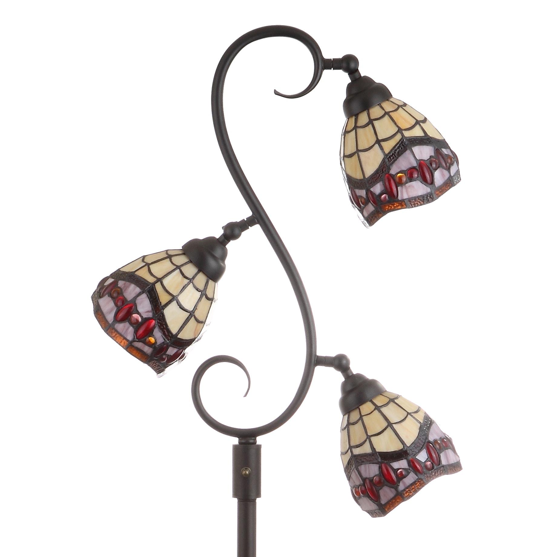 JONATHAN Y JYL8013A Walker Tiffany-Style 70.5" Multi-Light LED Floor Lamp, Traditional for living room, dinning room, bedroom, office Bulb Included, Bronze