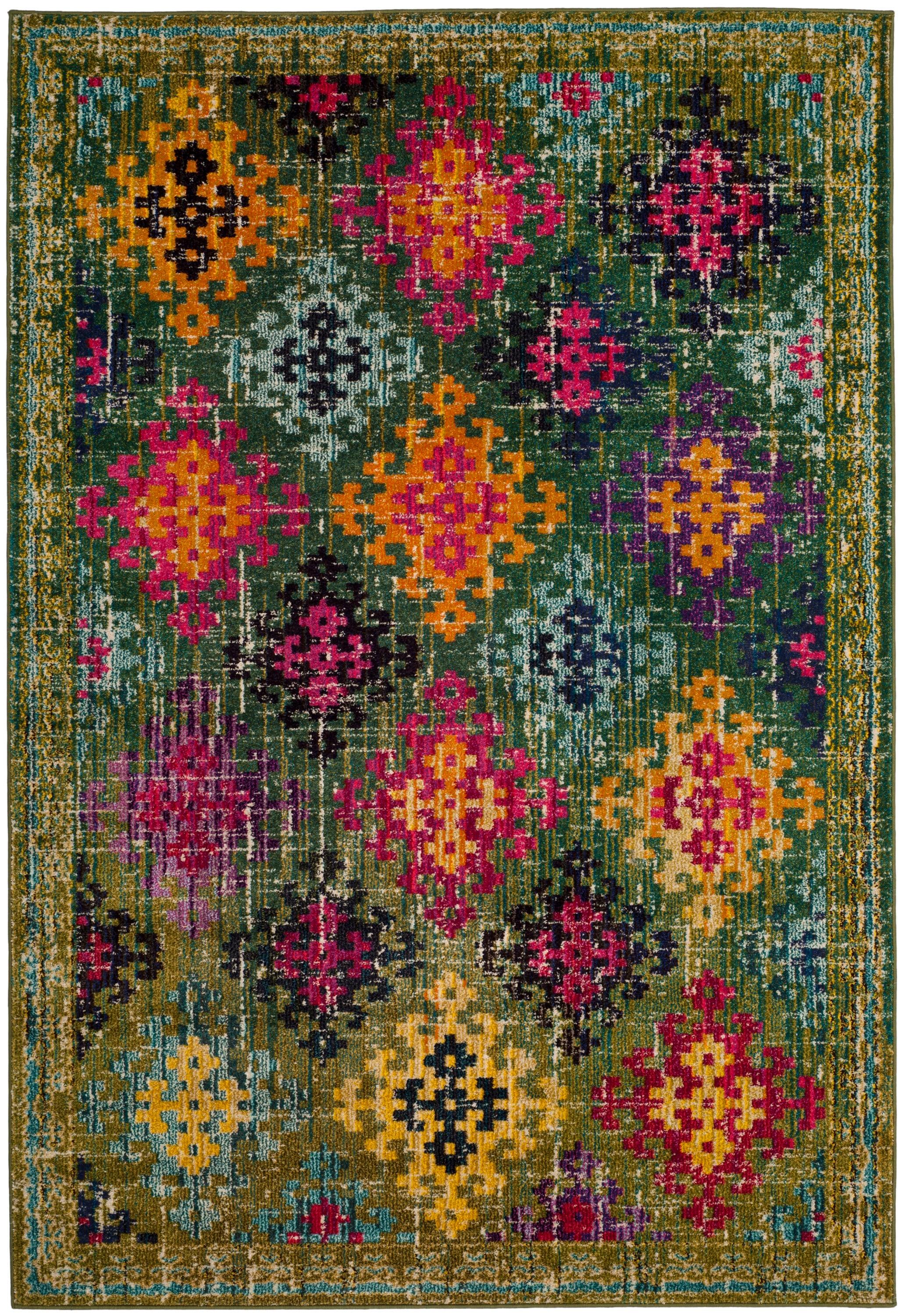 Monaco MNC244 Power Loomed Indoor Area Rug - Green/Multi - 4'x5'7" - Safavieh.