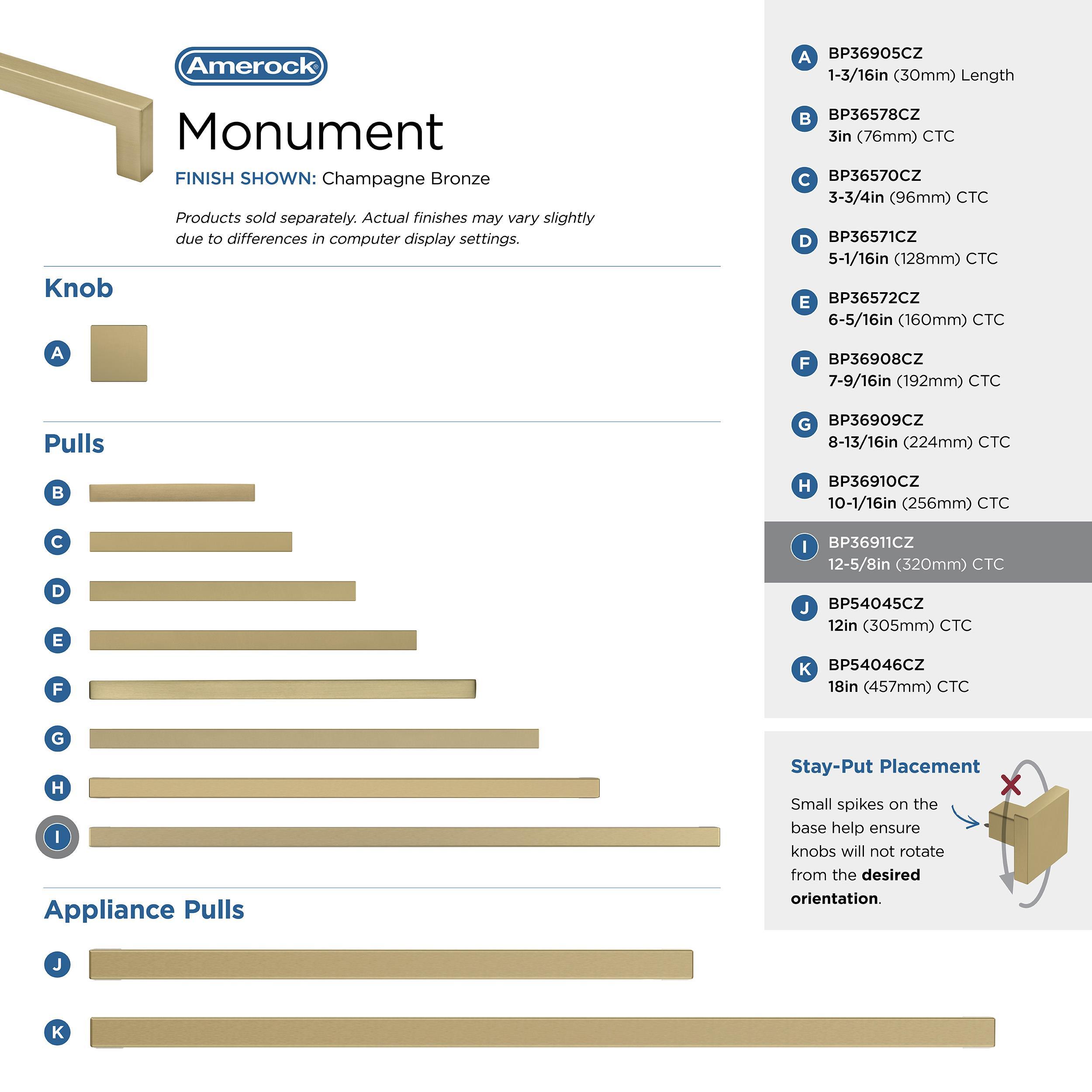 Monument 12-5/8 inch (320mm) Center-to-Center Cabinet Pull