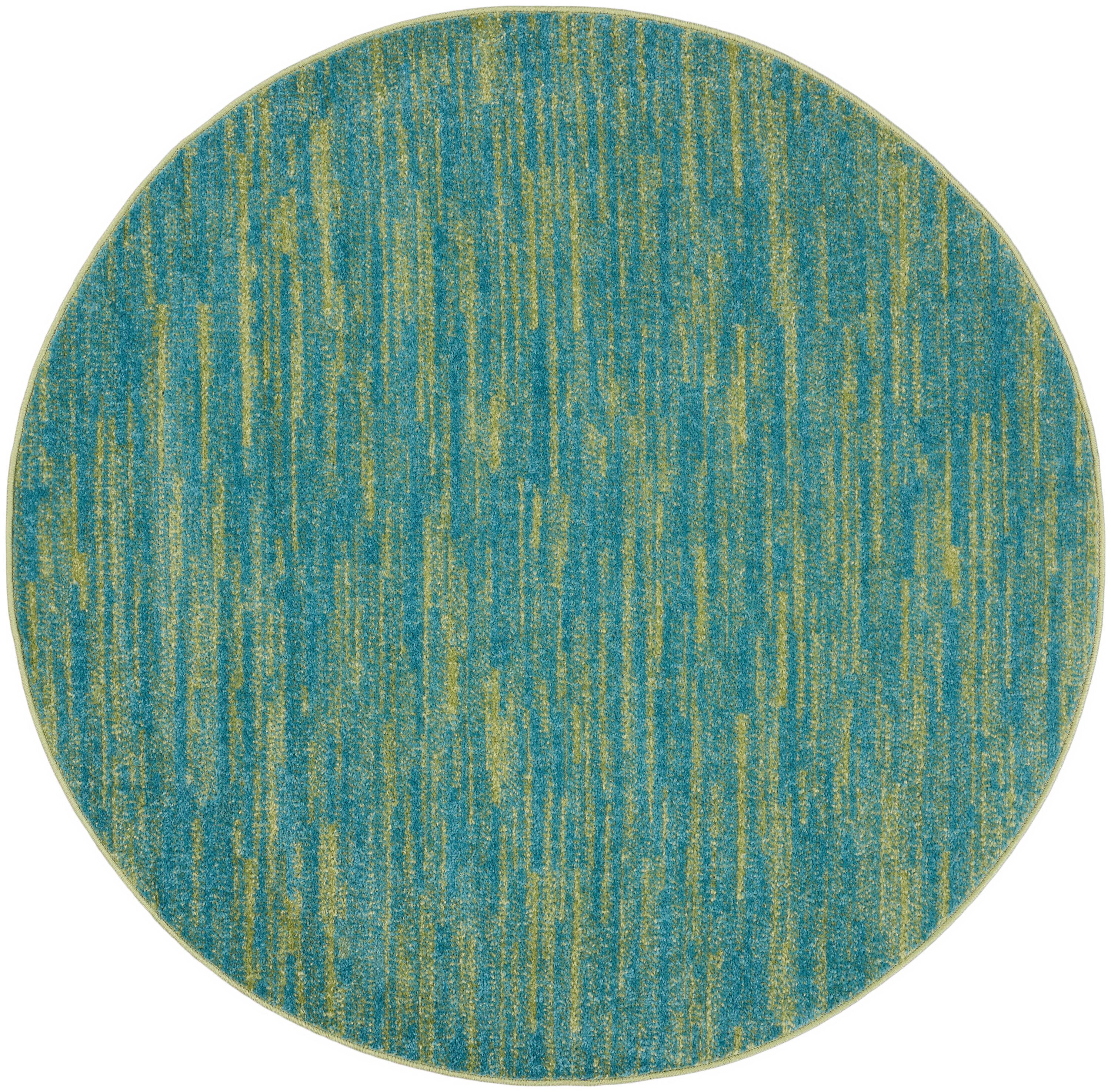 Nourison Nourison Essentials NRE01 Indoor/outdoor Area Rug - Blue Green 4' x round