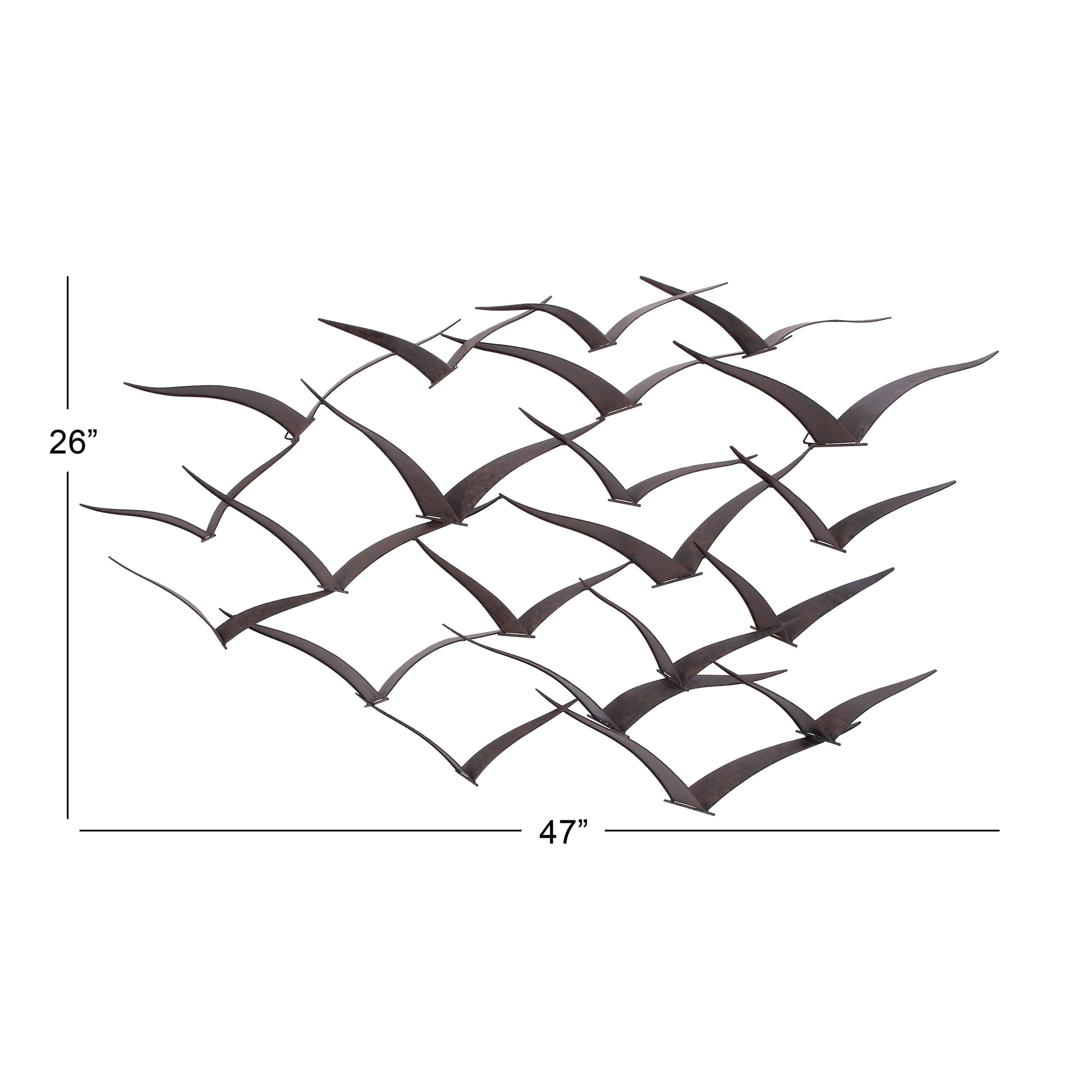 DecMode Black Metal Sleek Flying Flock Of Bird Wall Decor