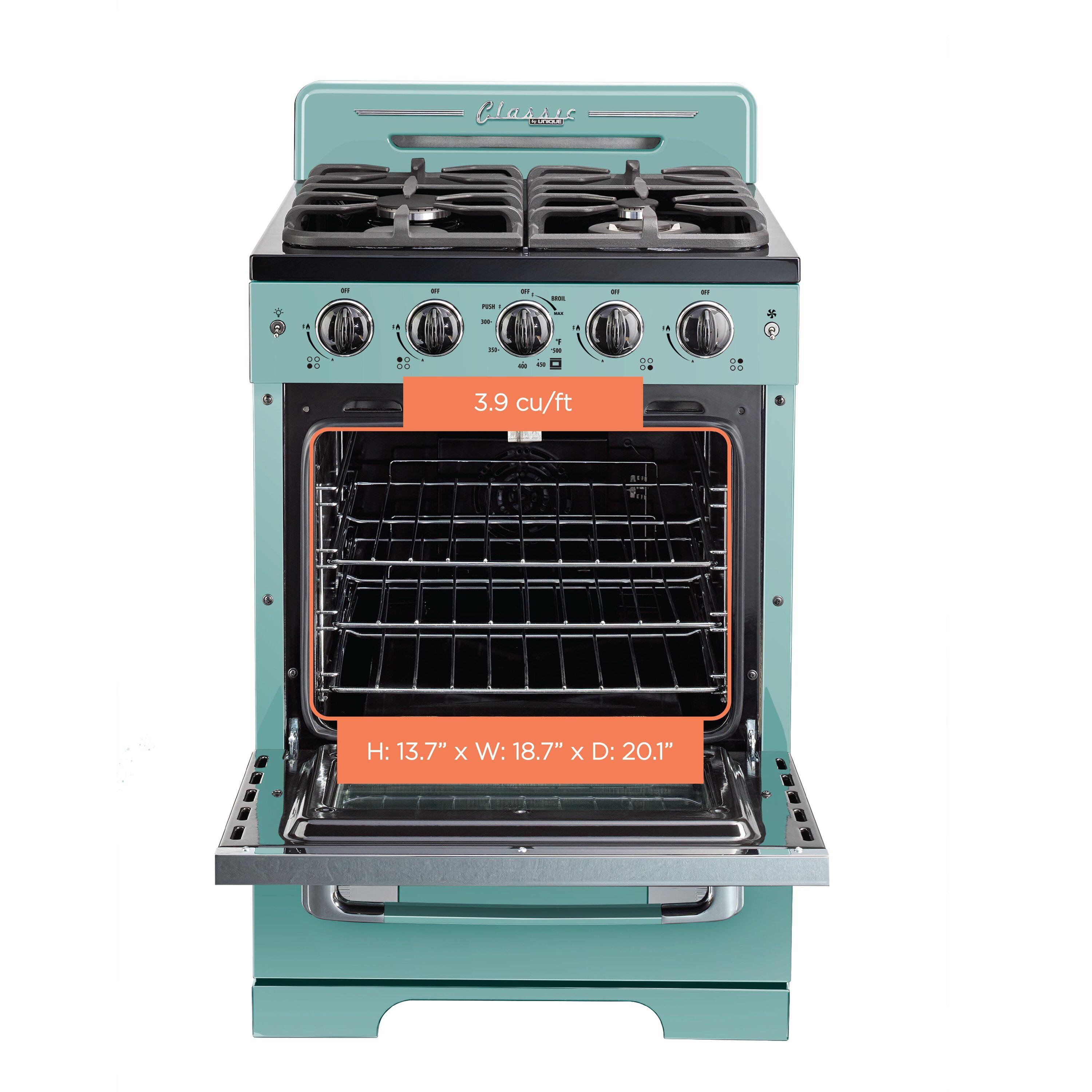 Unique Classic Retro 24" 2.9 cu/ft Freestanding Gas Range with Convection Oven and Sealed Burners