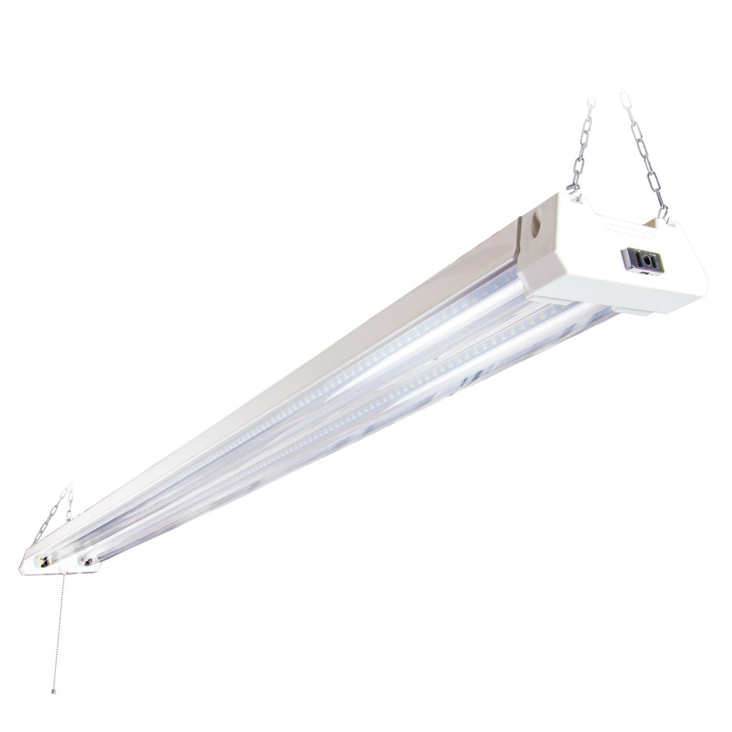 Maxxima 4 ft. Utility LED Shop Light Fixture - 40 Watt, Linkable, Clear Lens 5000K Daylight 4800 Lumens, Plug in, Pull Chain, Ideal for Garage and Workshop Lighting, Energy Star