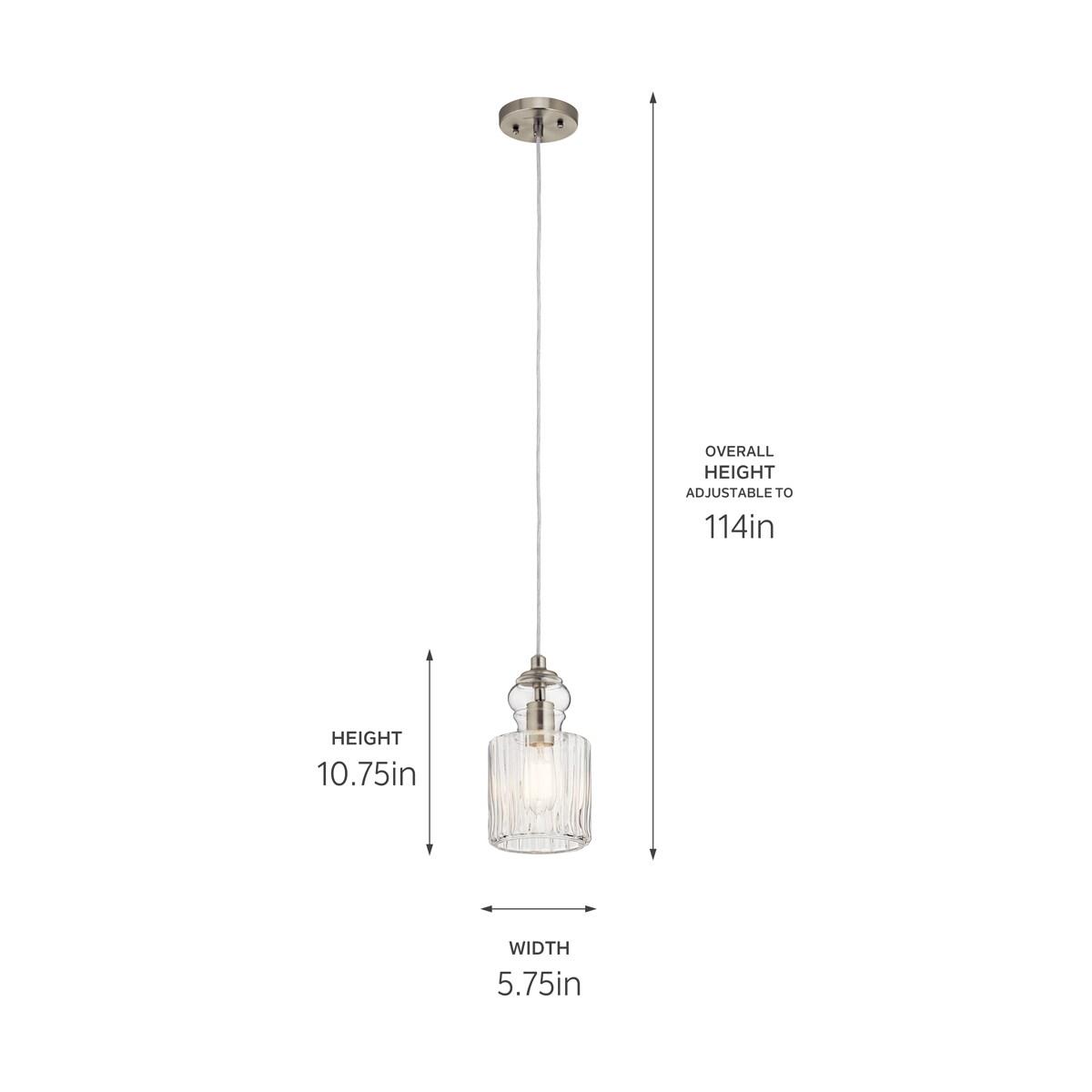 Kichler Lighting Riviera 1 - Light Pendant in  Brushed Nickel