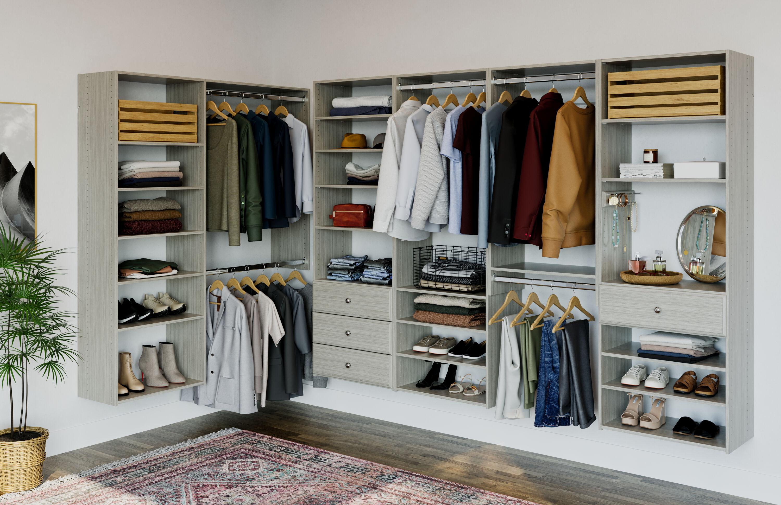 Easy Track 25.13-in W x 14-in D x 48-in H Weathered Grey Solid Wood closet tower