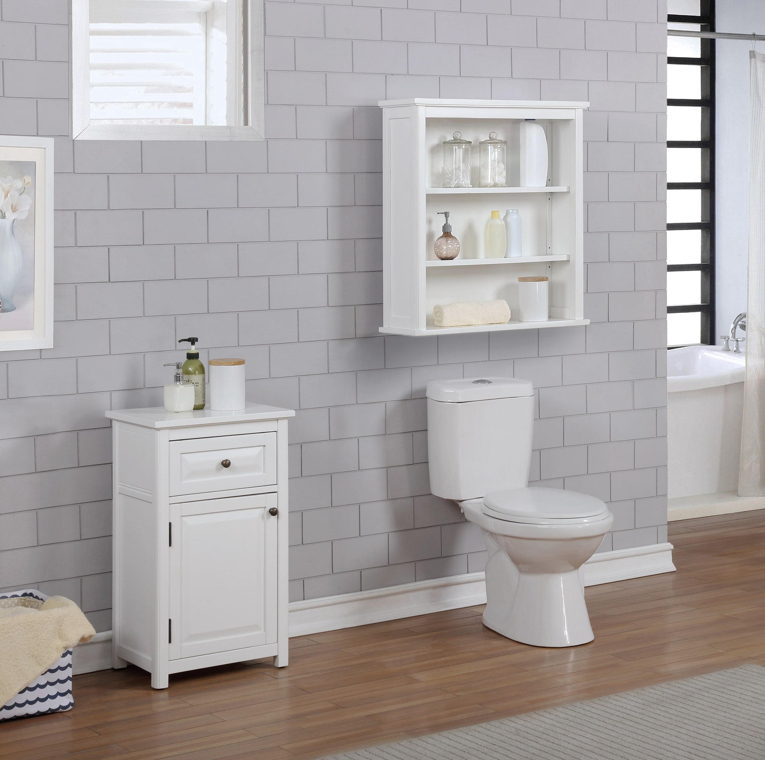 Dorset Wall Mounted Bath Storage Cabinet with Two Open Shelves White - Alaterre Furniture: Hardwood Construction, No Assembly Required