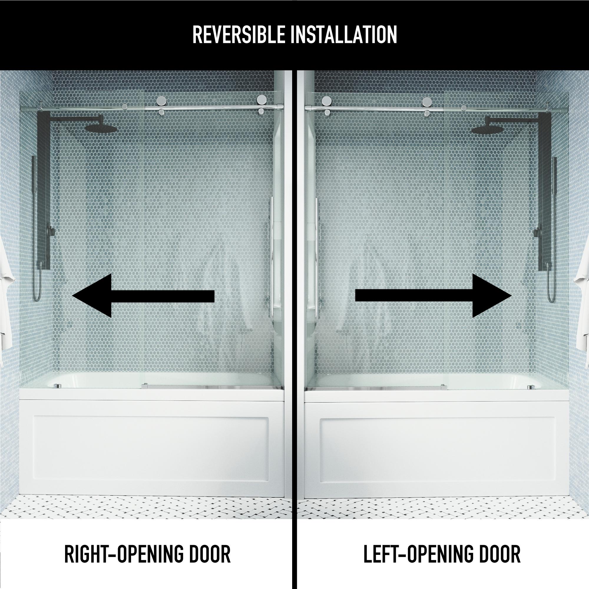 Elan E-Class 56-60" W x 66" H Sliding Frameless Tub Door with 3/8" Clear Glass