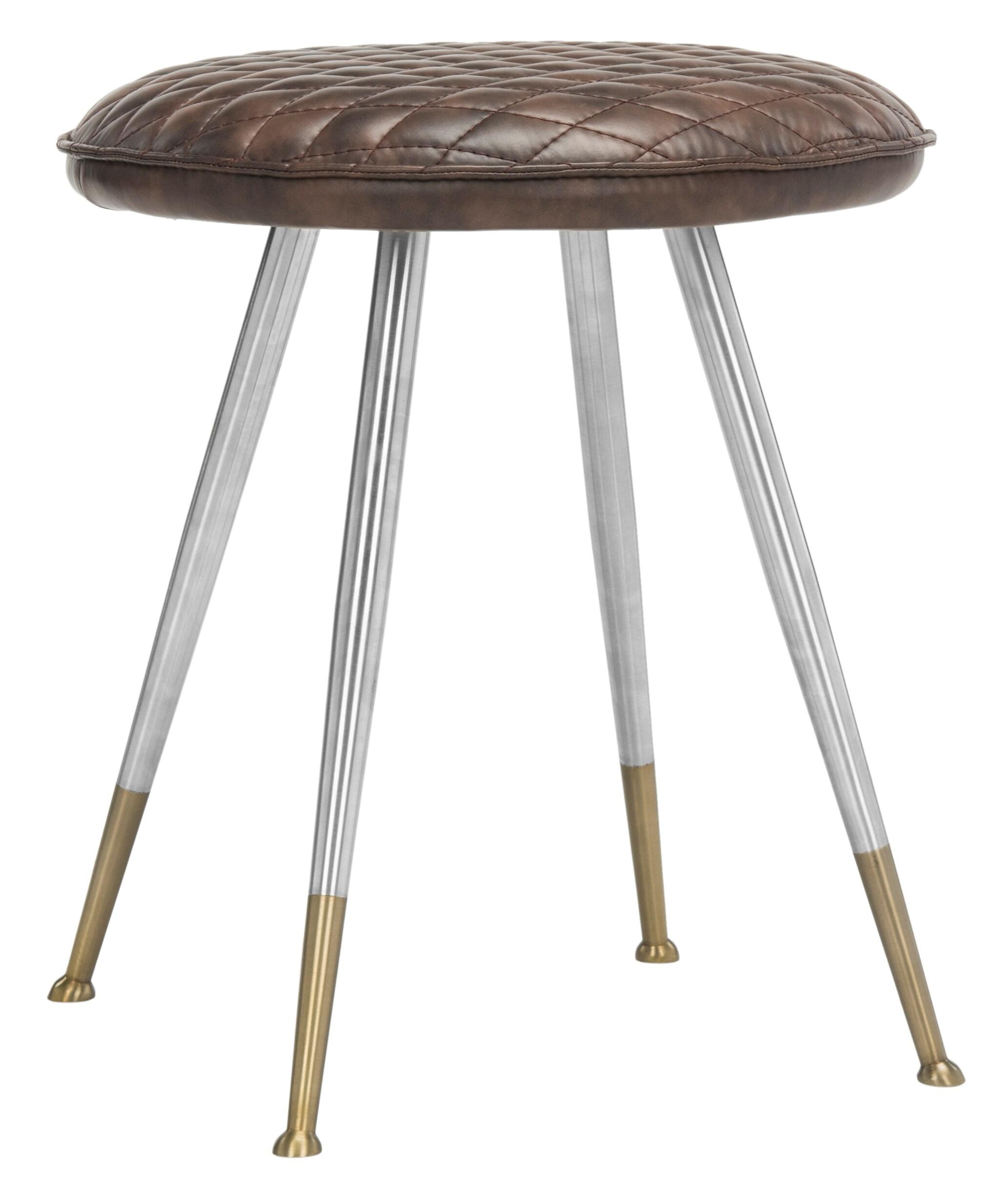 Brinley Mid-Century Modern Stool - FOX1704 - Antique Brown - Safavieh Couture