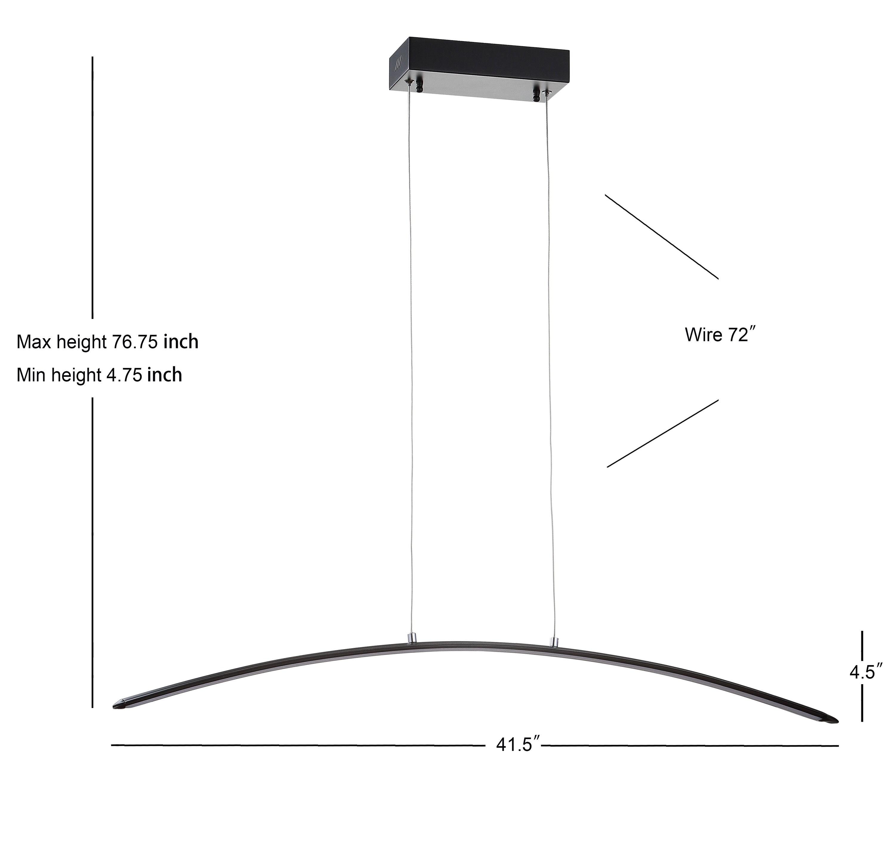 JONATHAN Y Roxanna 41.5" Dimmable Adjustable Integrated LED Metal Linear Pendant, Black