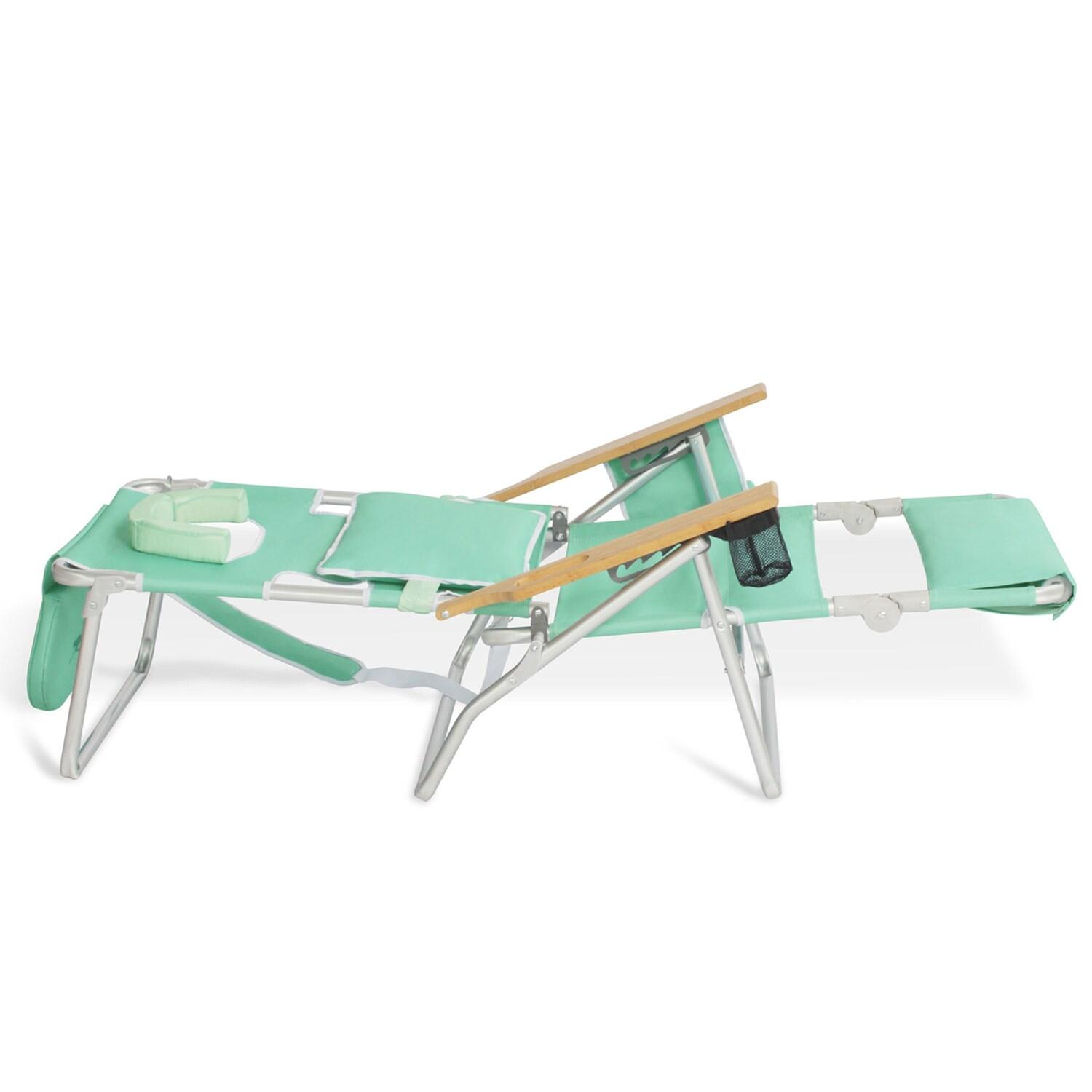 Ostrich Deluxe Padded 3-N-1 Lightweight Portable Adjustable Outdoor Folding Chair for Lawn Beach Lake Camping Lounge with Footrest, Teal (2 Pack)