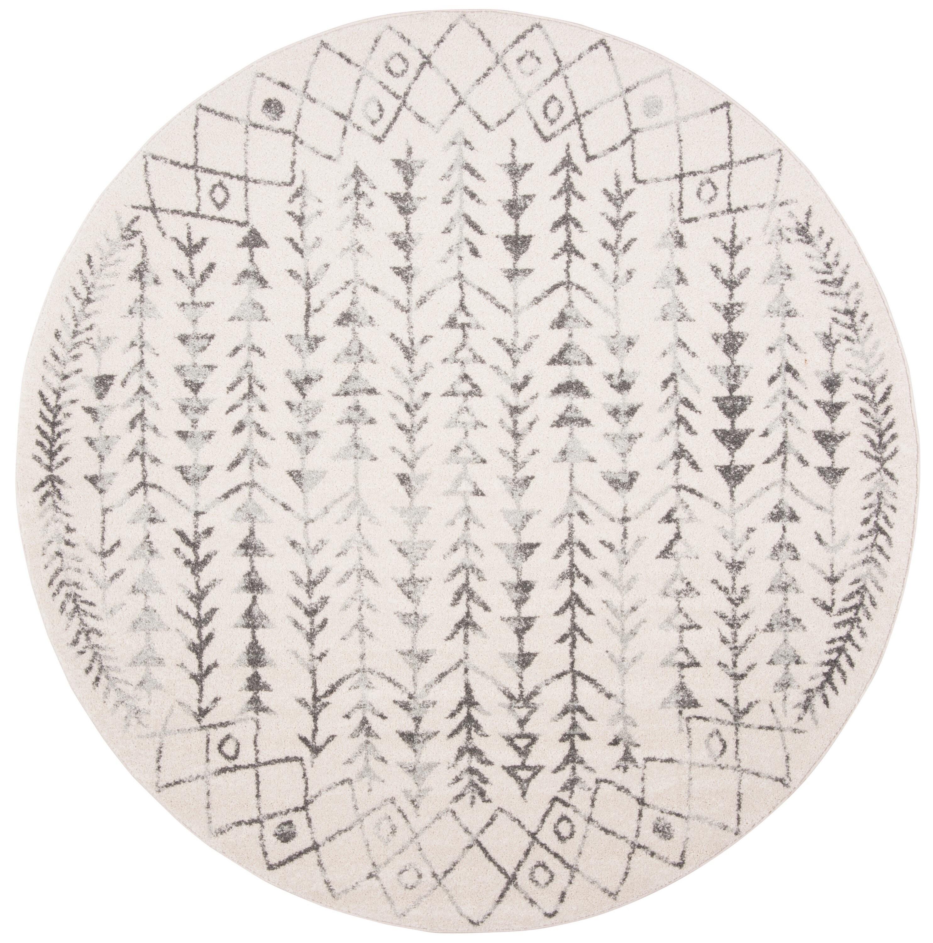 Tulum TUL262 Power Loomed Area Rug - Ivory/Grey - 9' round - Safavieh.