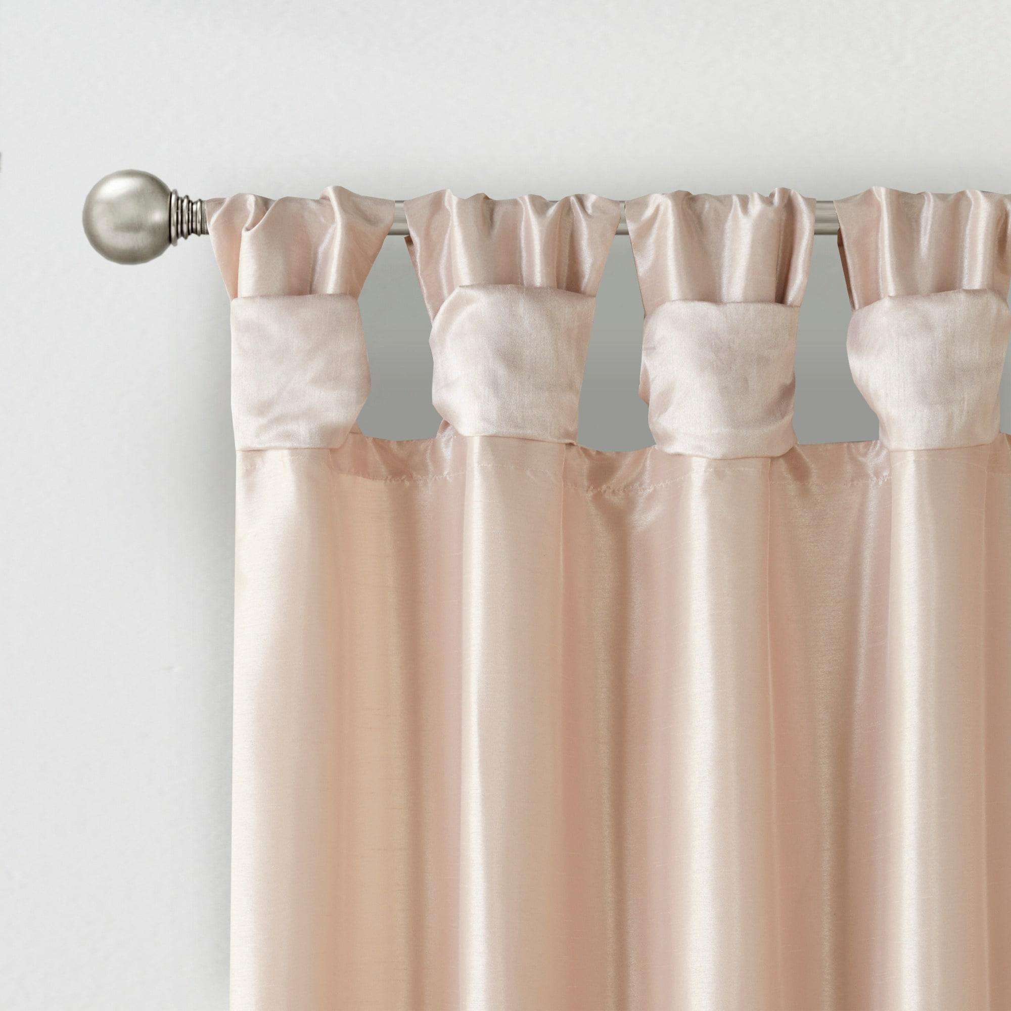 Madison Park Twist Tab Lined Window Curtain - Solid Print, Blush, 50"W x 84"L - Emilia