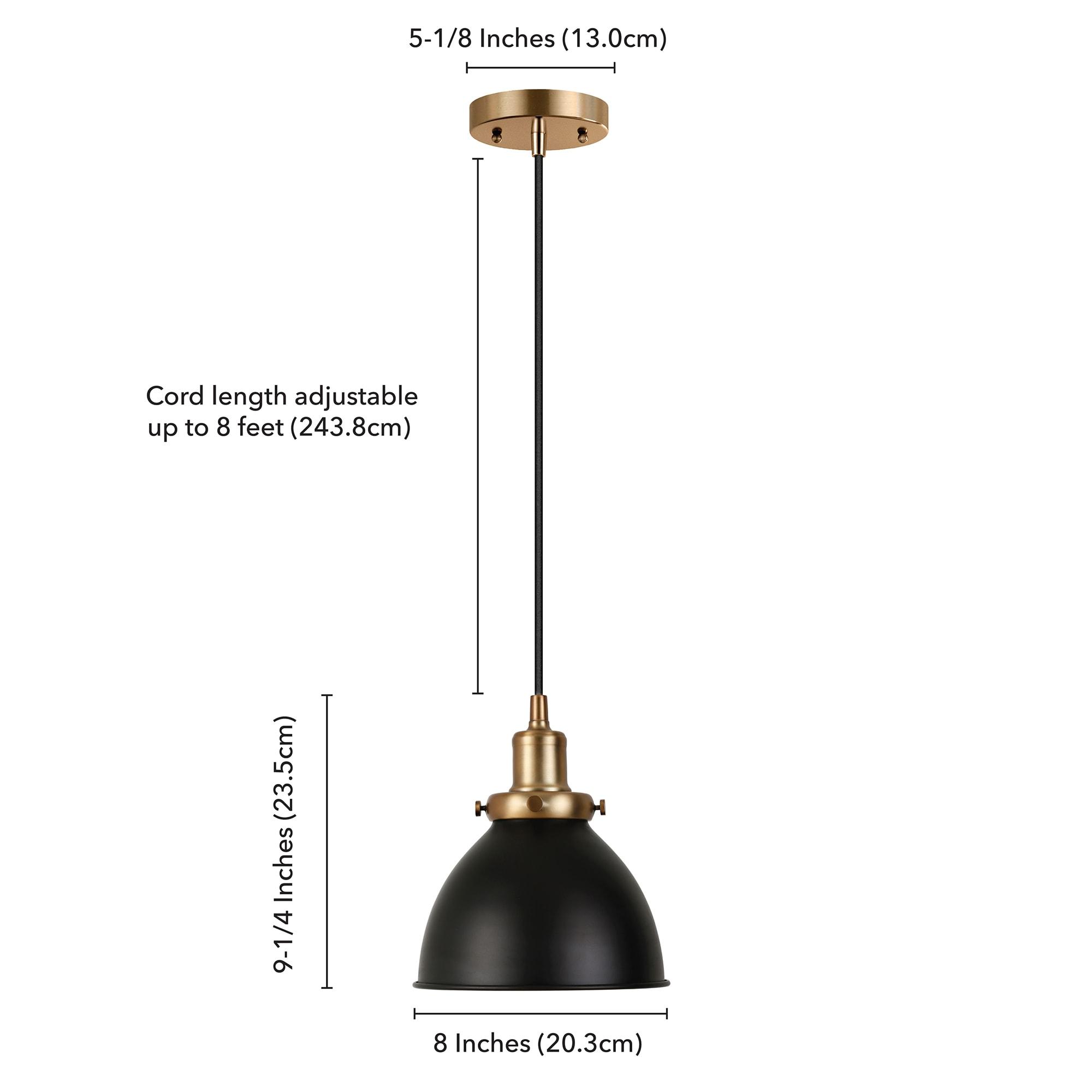 Evelyn&Zoe 8" Black/Brass Metal Pendant