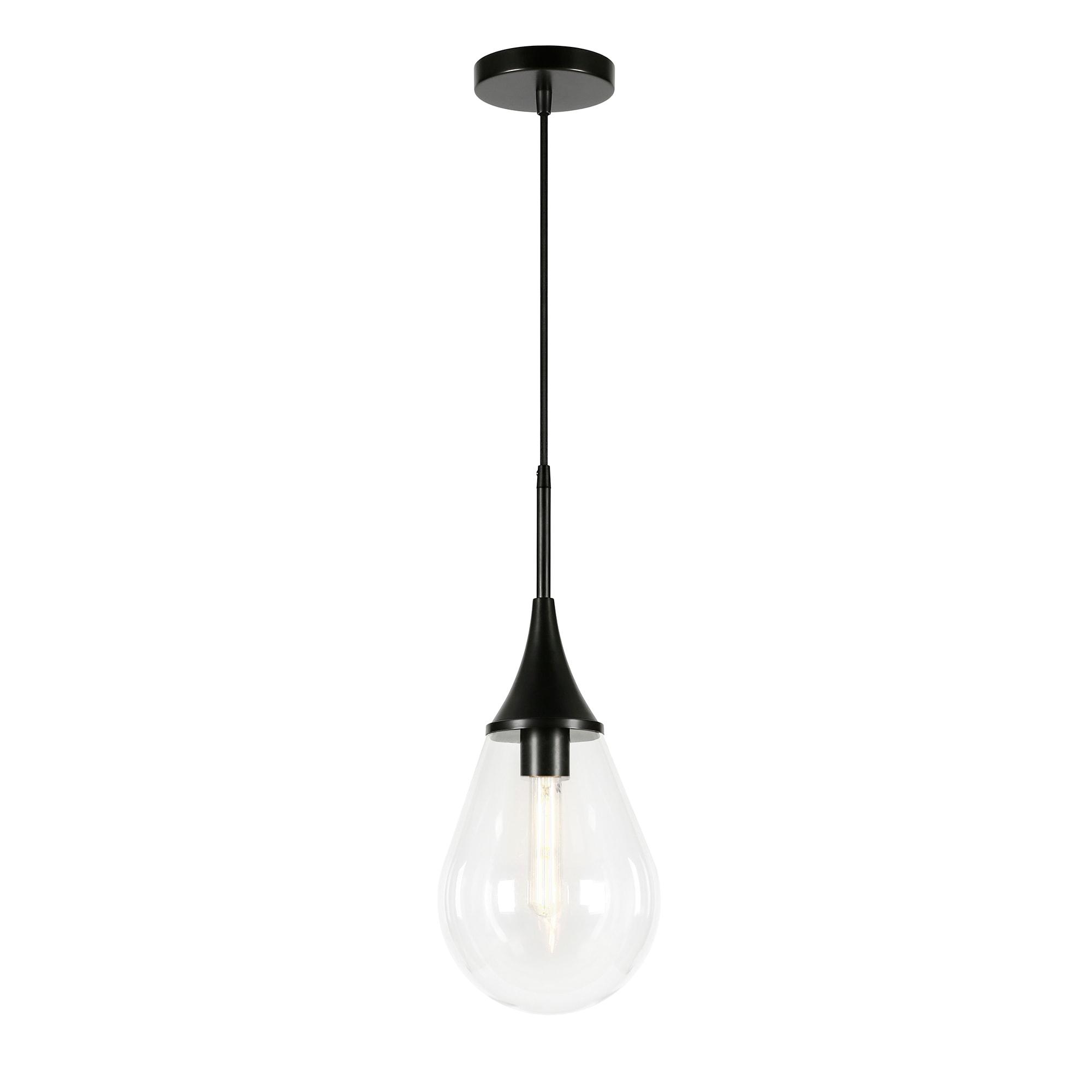 Ambrose Teardrop Glass Pendant with Polished Nickel Base