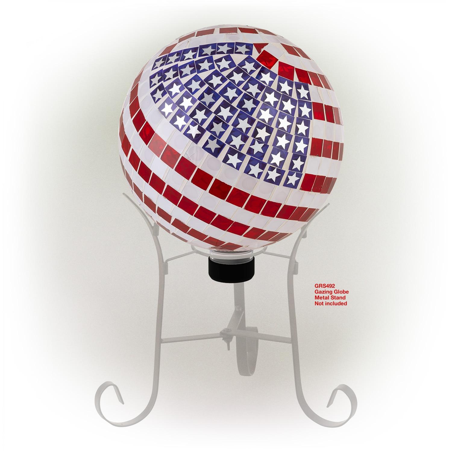 Patriotic Mosaic Glass American Flag Gazing Globe