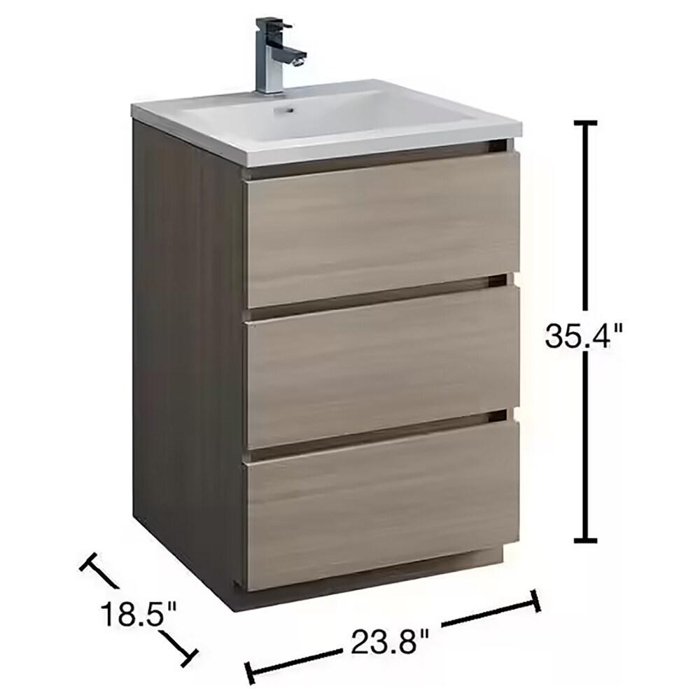 Lazzaro 24" Freestanding Modern Bathroom Vanity with Integrated Single Sink - Faucet Not Included