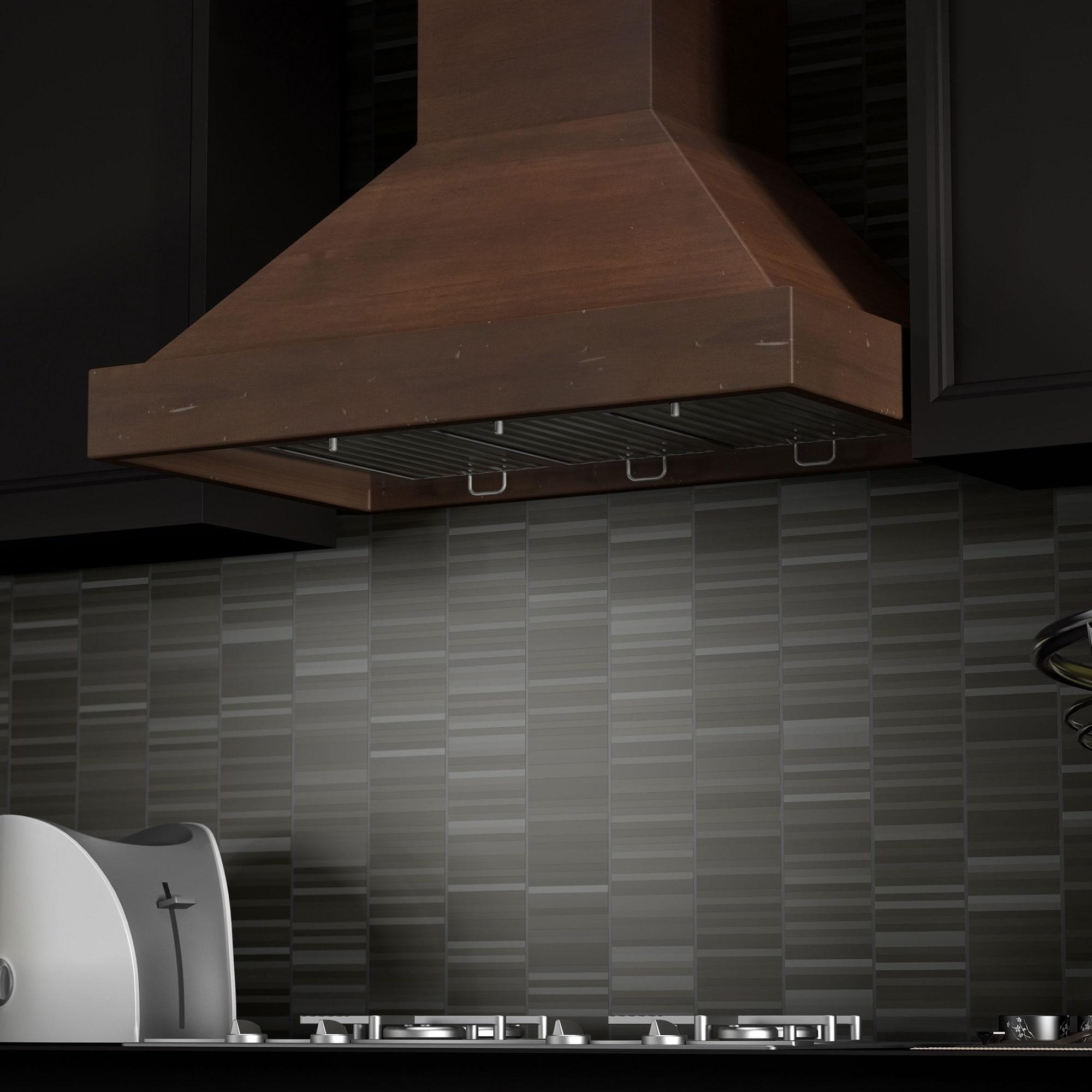 ZLINE 36" Convertible Vent Wooden Wall Mount Range Hood in Walnut