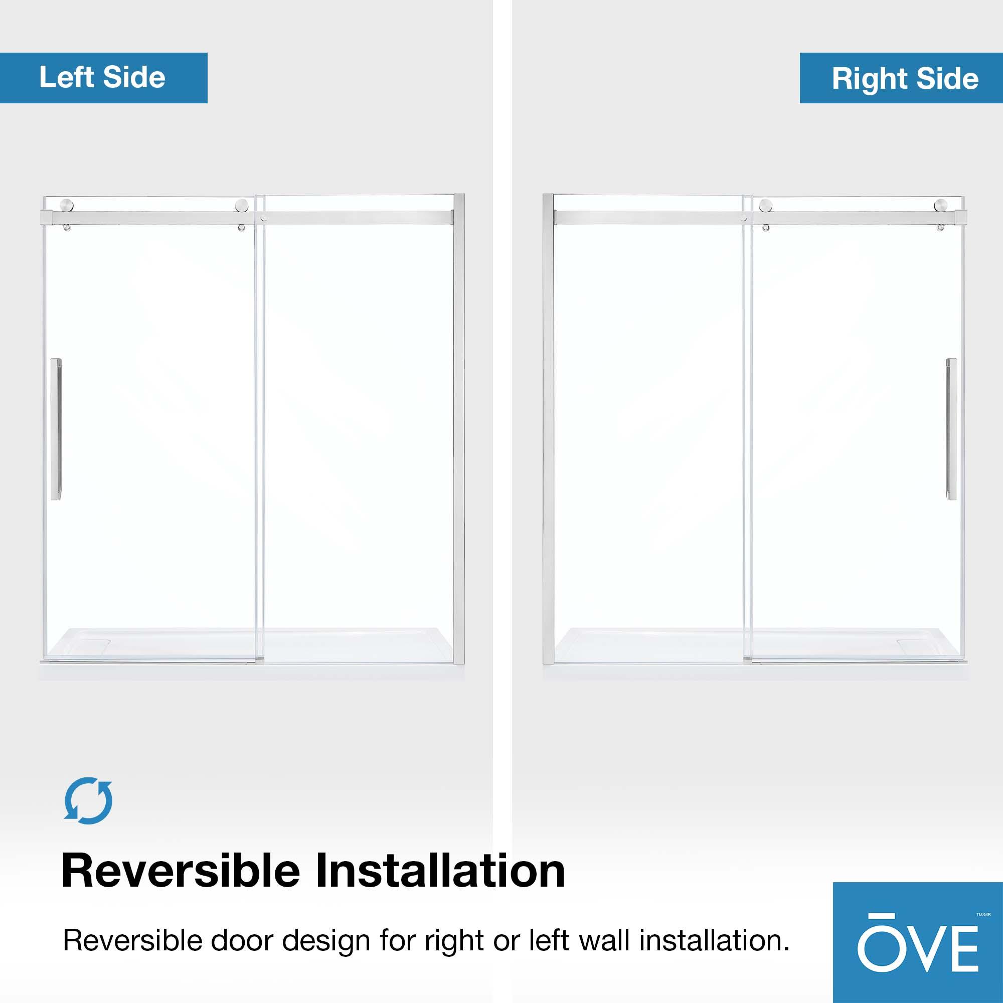 OVE Decors Bel Soft Close Satin nickel 72-in W x 78.75-in H Frameless Clear Glass Sliding Soft Close Shower door