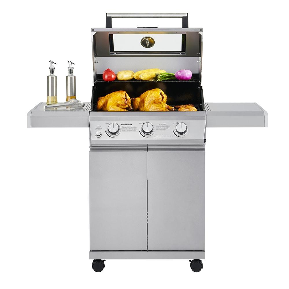 Monument Grills 35000 3-Burner Propane Gas Grill In Stainless With LED Controls