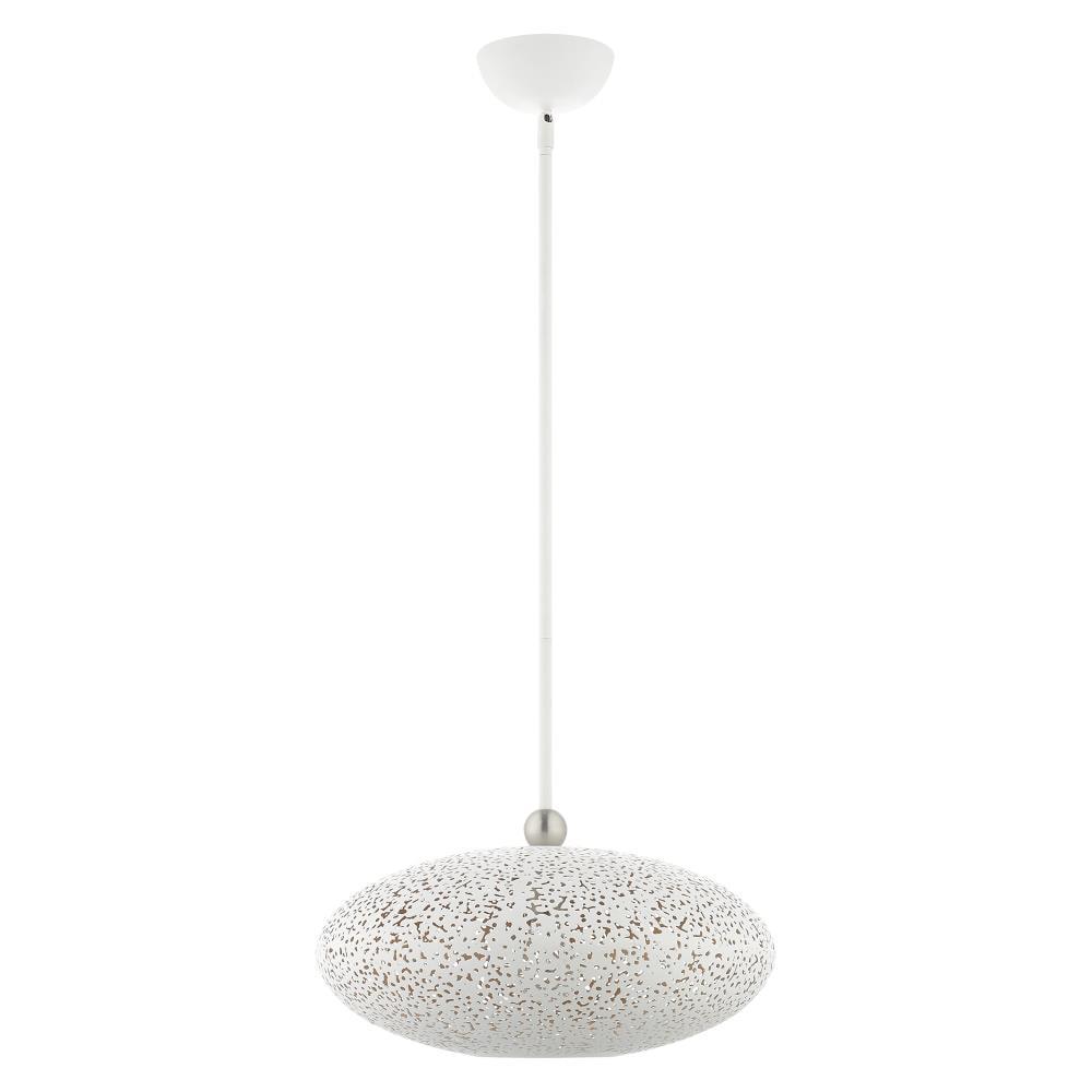 Livex Lighting Charlton 1 - Light Pendant in  White/Brushed Nickel