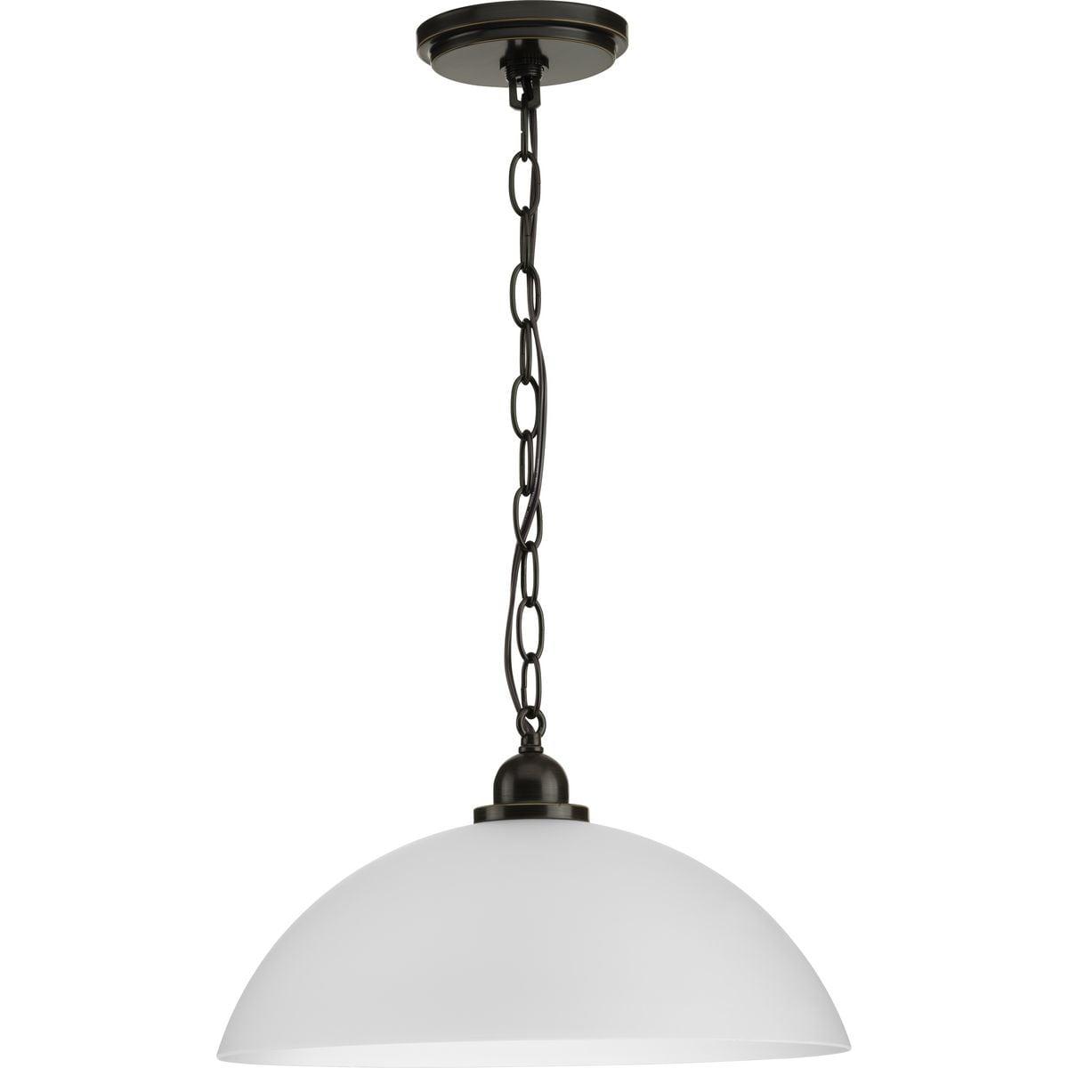 Progress Lighting, Classic Dome Pendant, 1-Light, Ceiling Light, Brushed Nickel, Etched Glass Shade